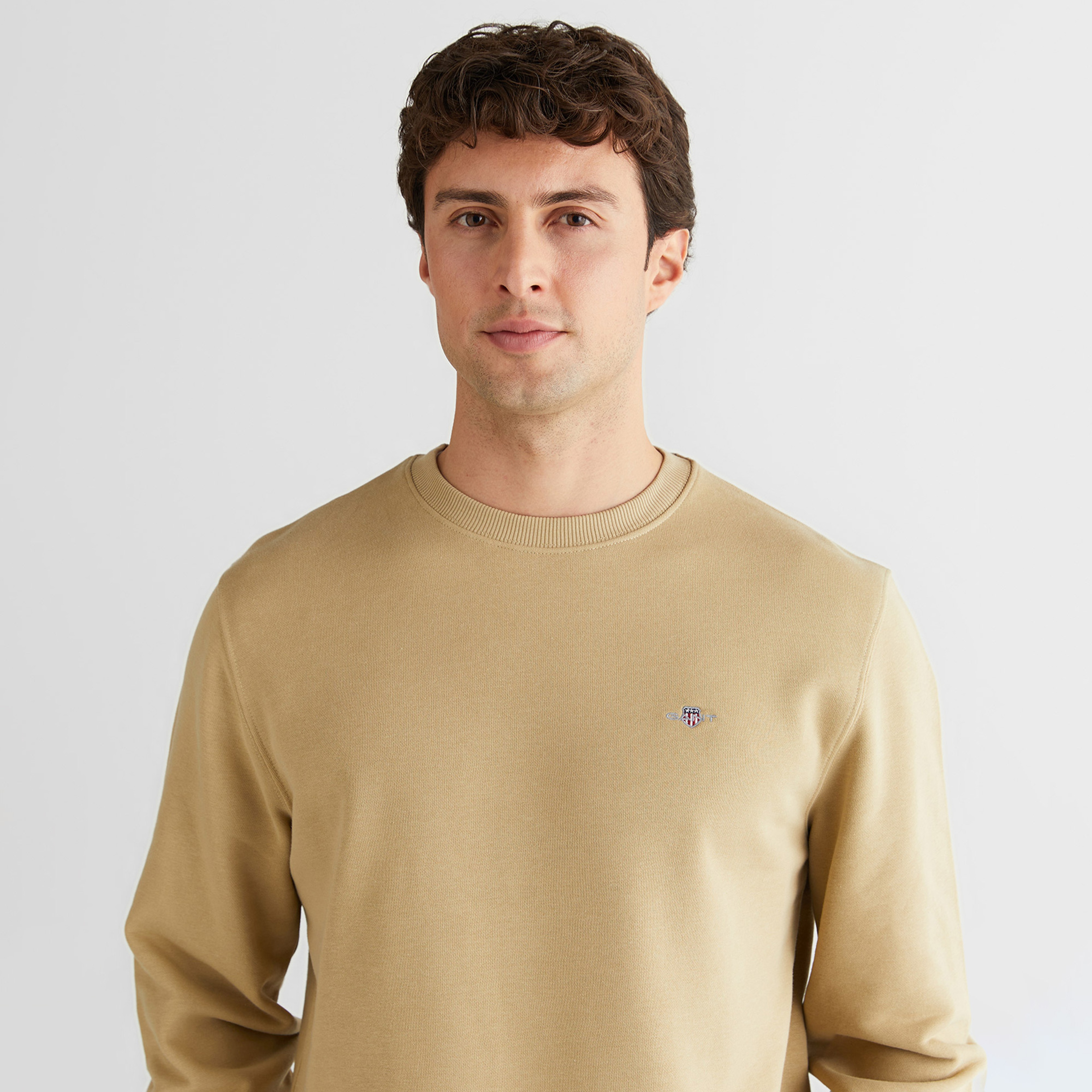 GANT Erkek Bej Regular Fit Bisiklet Yaka Sweatshirt