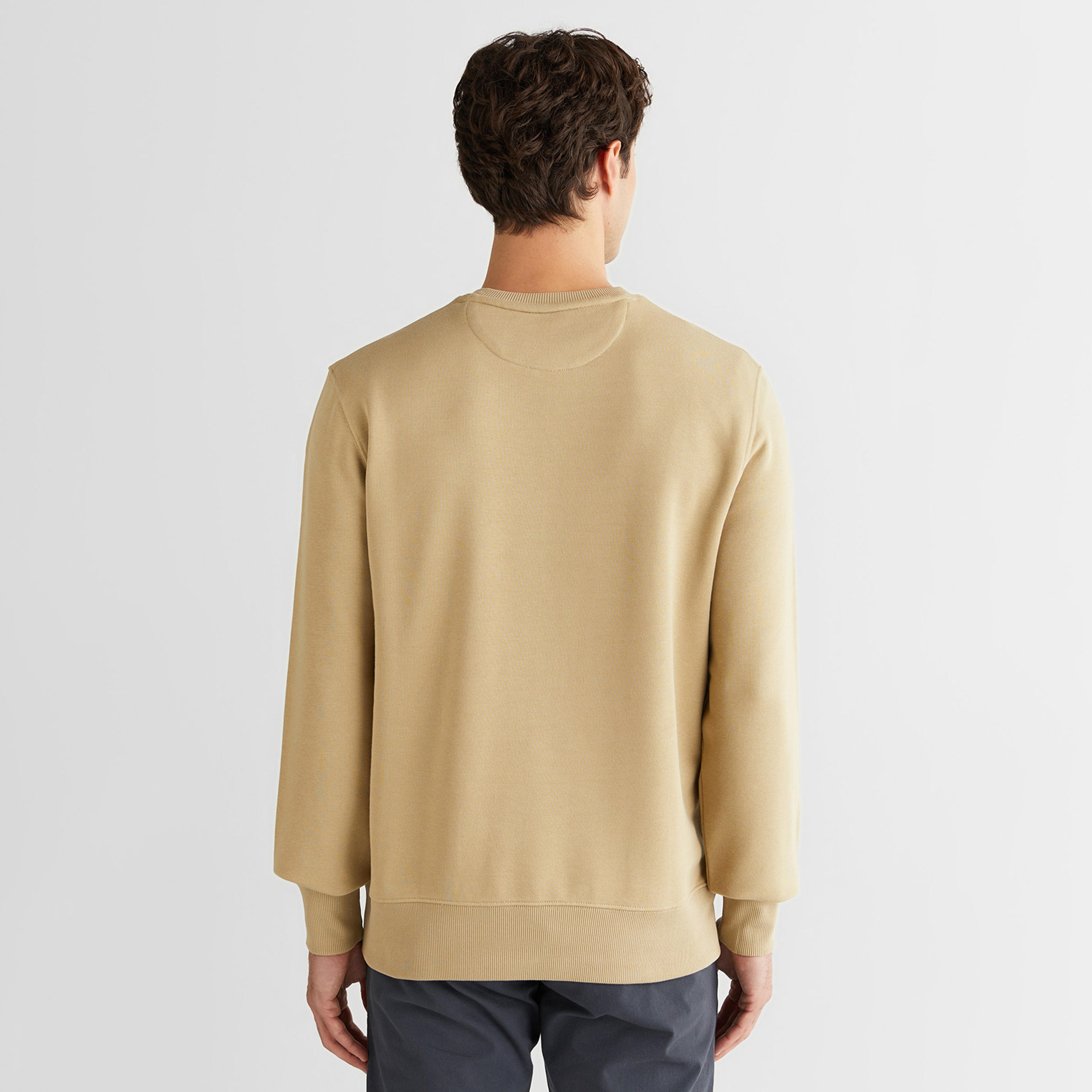GANT Erkek Bej Regular Fit Bisiklet Yaka Sweatshirt