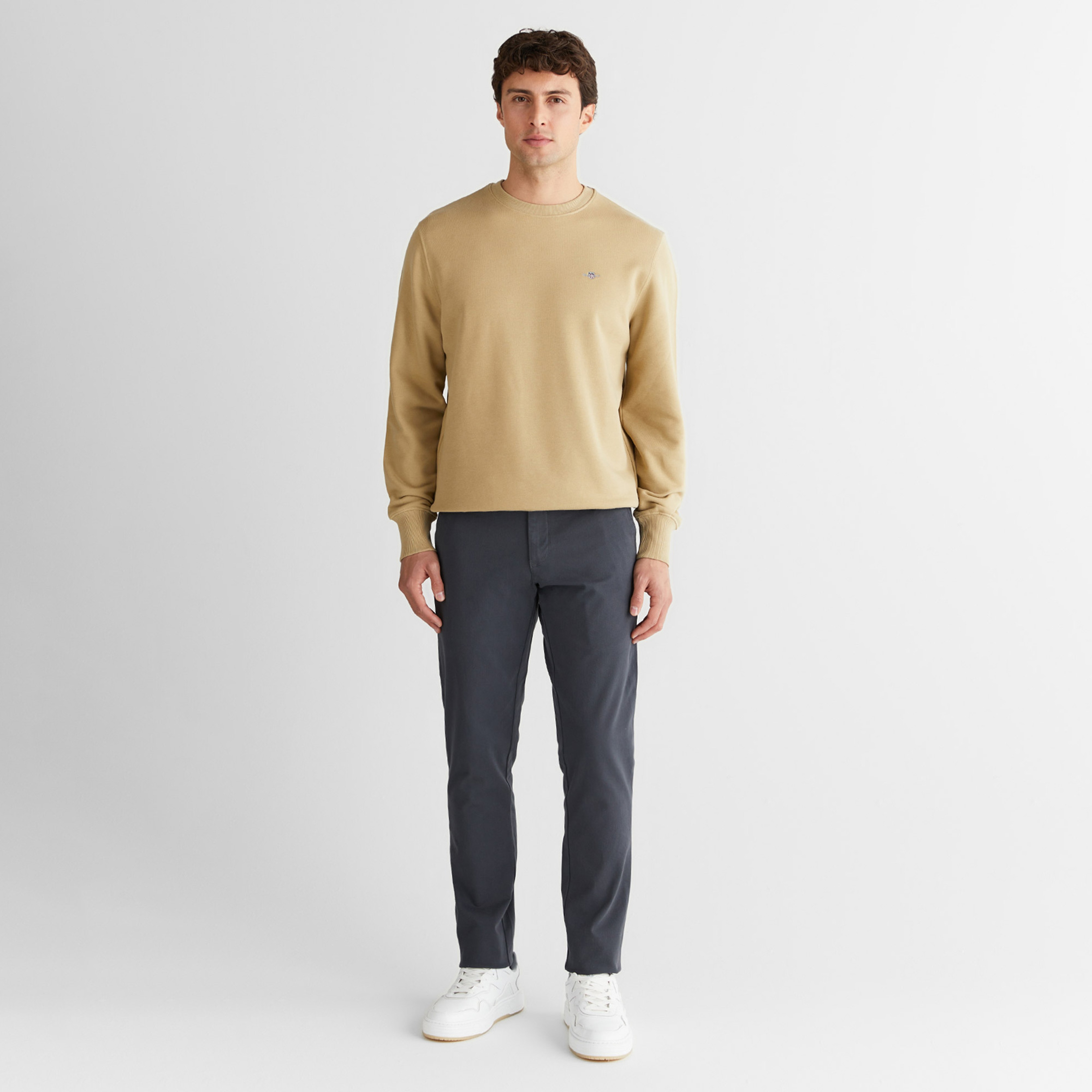 GANT Erkek Bej Regular Fit Bisiklet Yaka Sweatshirt