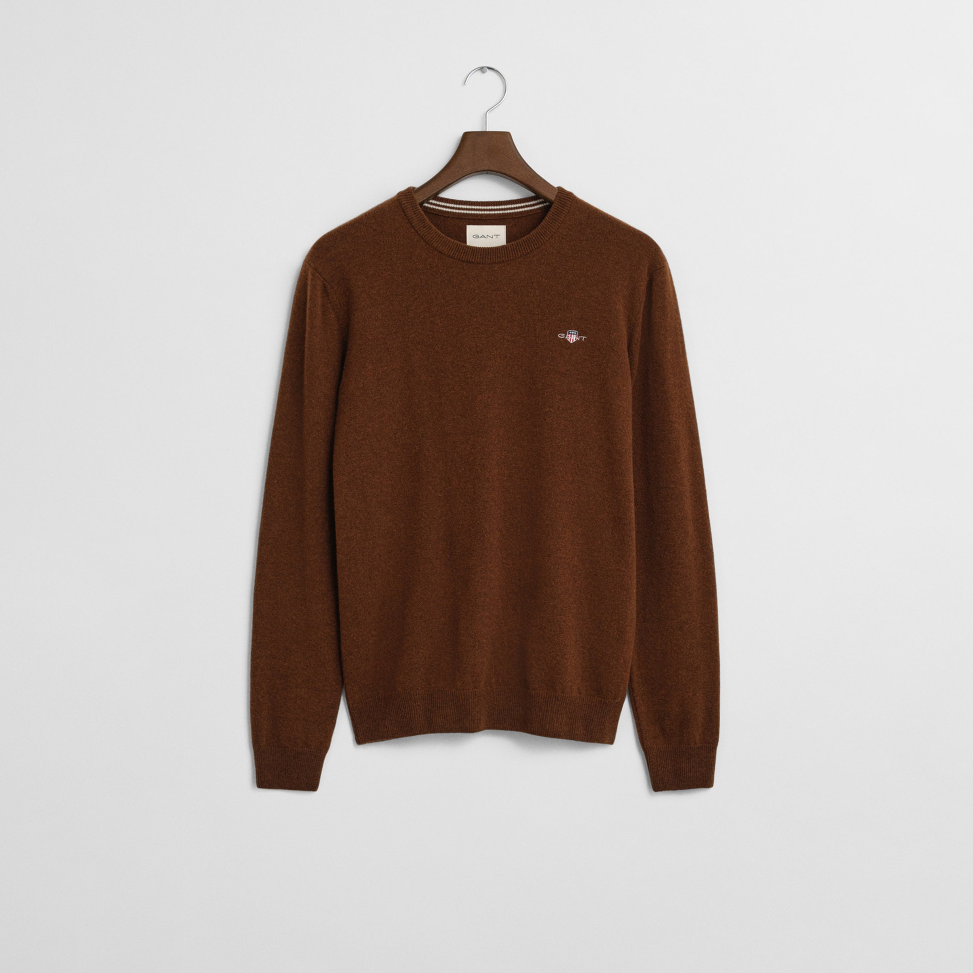 GANT Erkek Kahverengi Regular Fit Bisiklet Yaka Yün Kazak