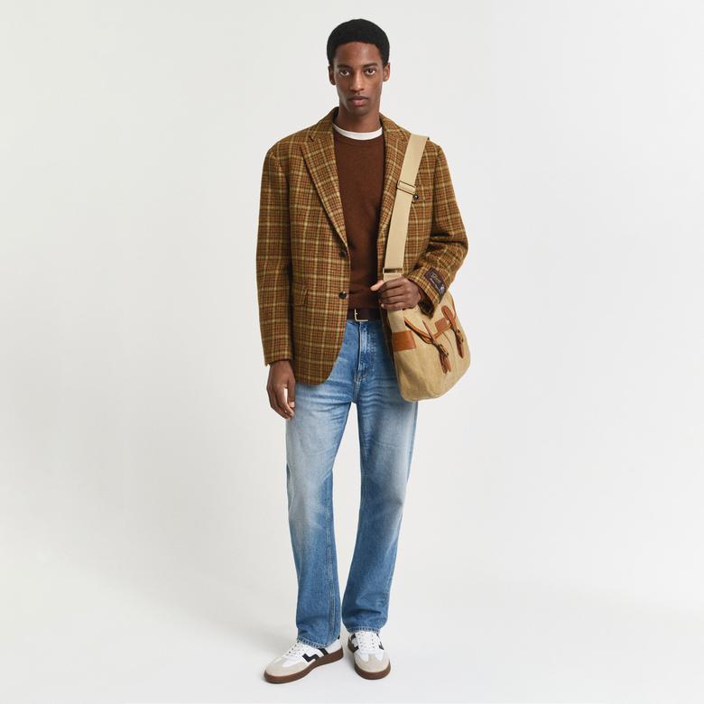 GANT Erkek Kahverengi Regular Fit Bisiklet Yaka Yün Kazak