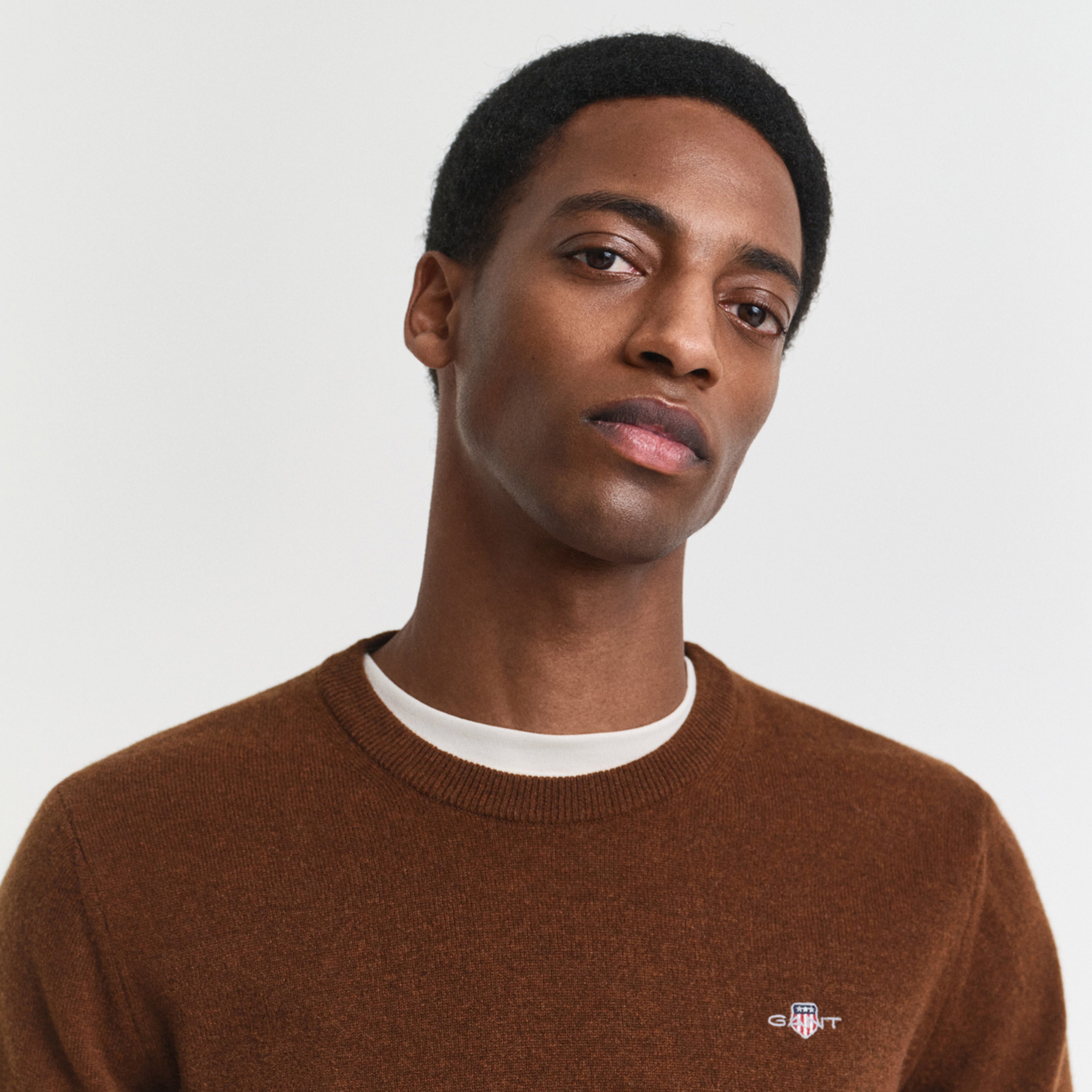 GANT Erkek Kahverengi Regular Fit Bisiklet Yaka Yün Kazak