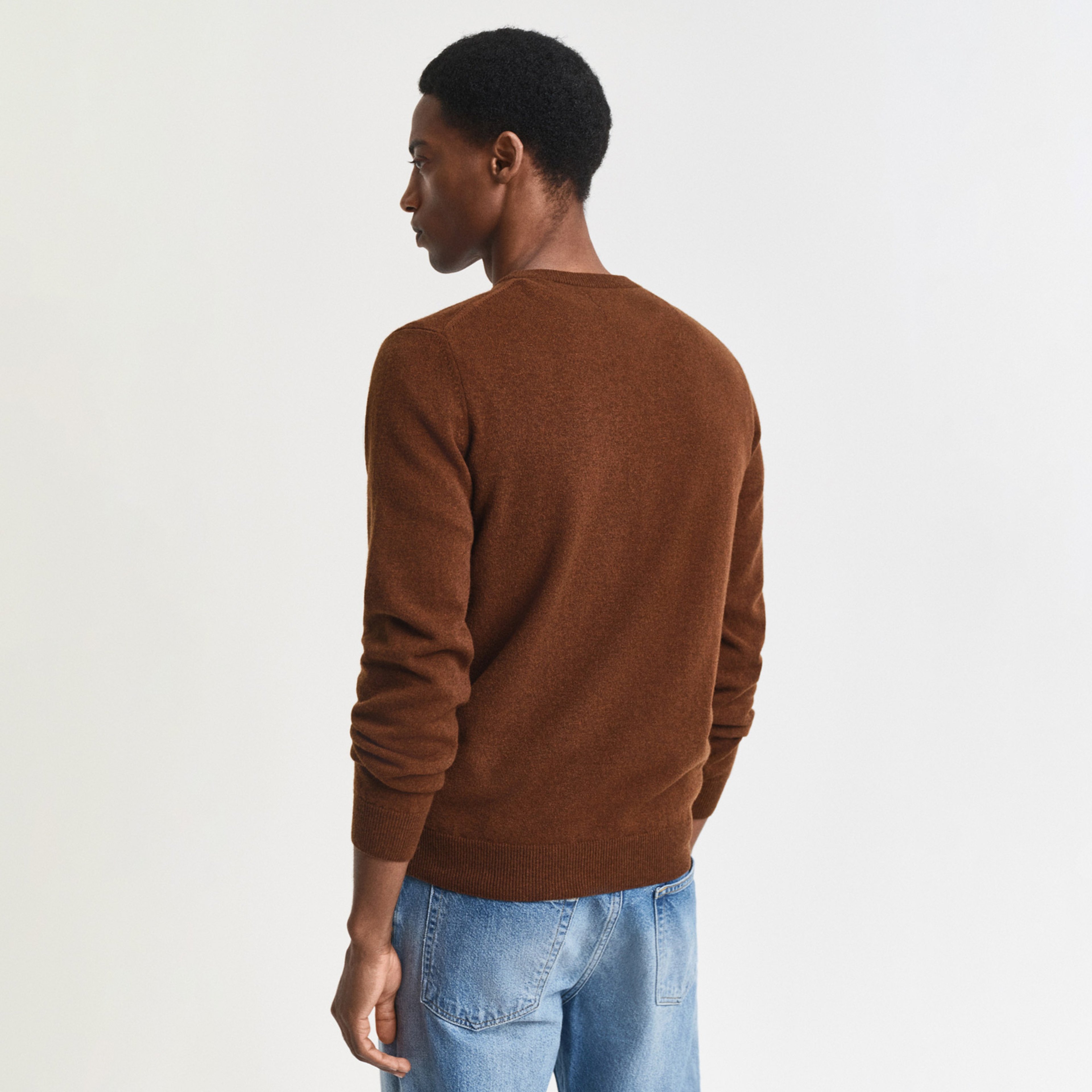 GANT Erkek Kahverengi Regular Fit Bisiklet Yaka Yün Kazak