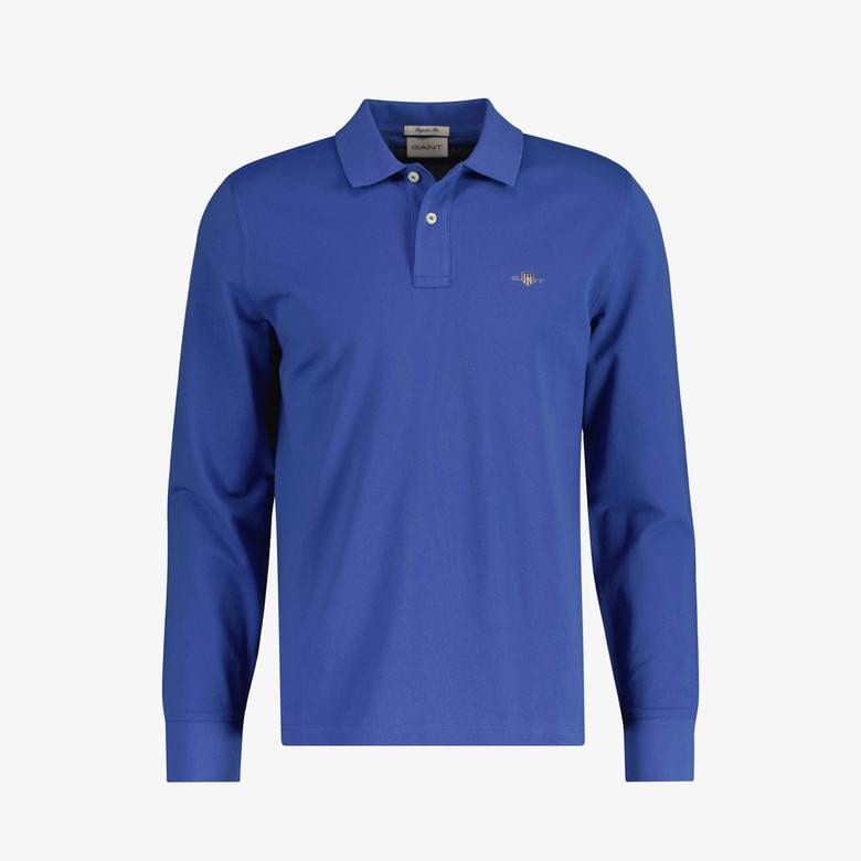 GANT Erkek Mavi Regular Fit Uzun Kollu Polo
