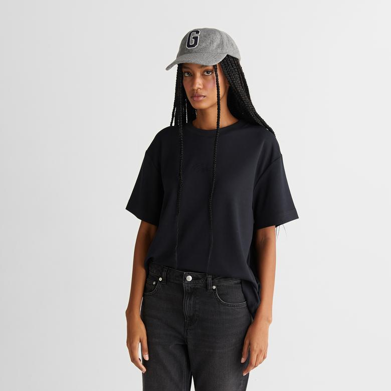 GANT Kadın Siyah Relaxed Fit T-Shirt
