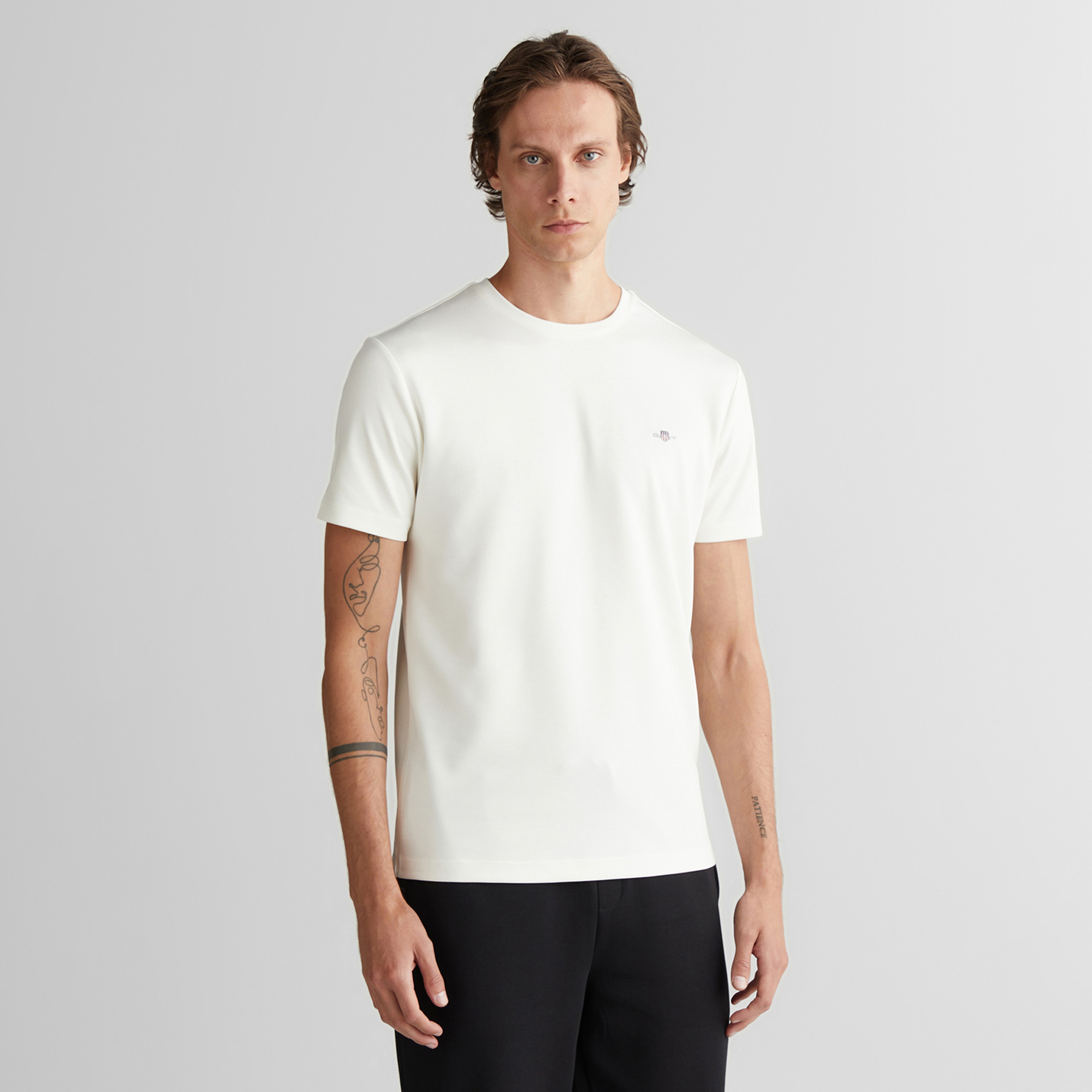 GANT Erkek Krem Relaxed Fit Bisiklet Yaka T-Shirt