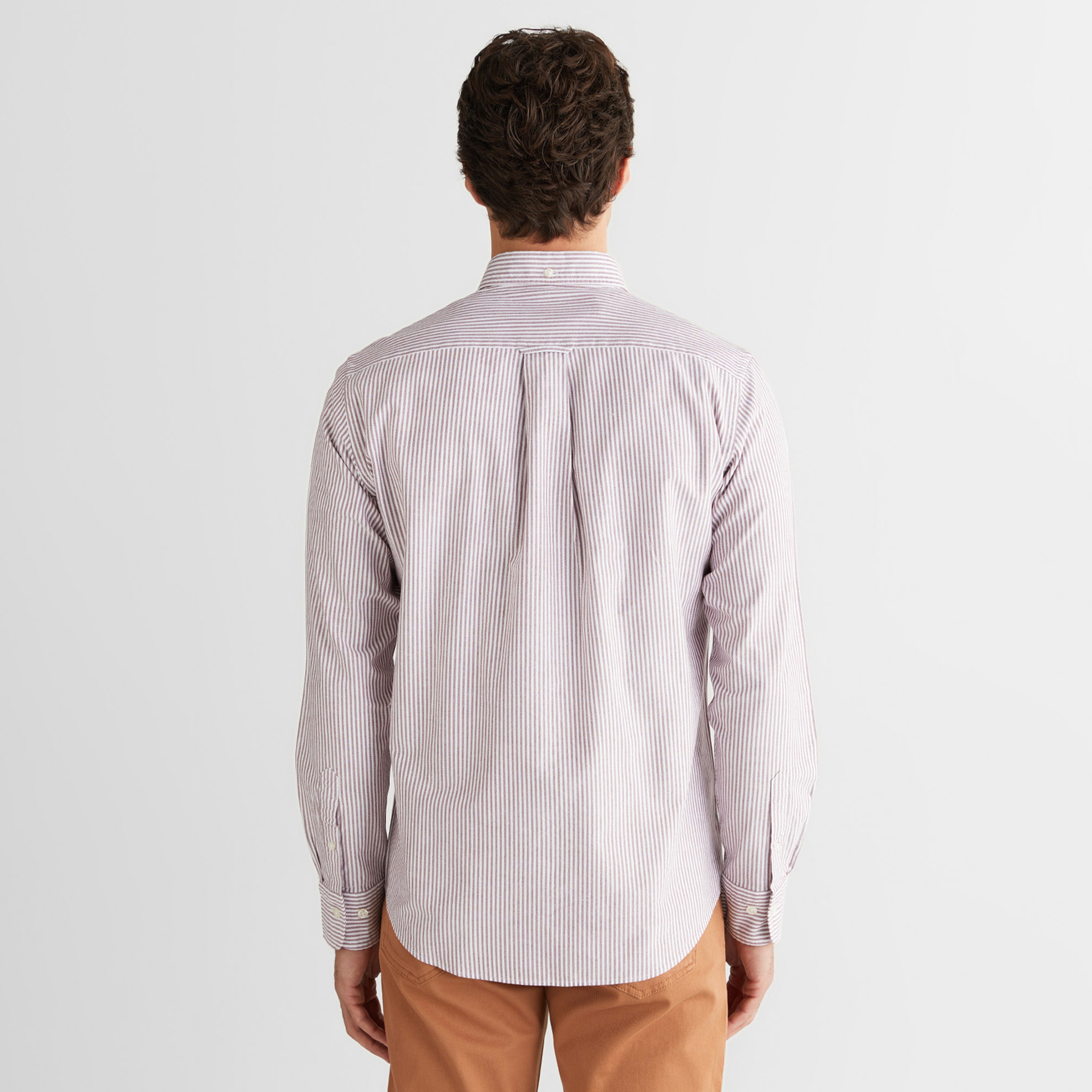 GANT Erkek Bordo Regular Fit Düğmeli Yaka Çizgili Oxford Gömlek