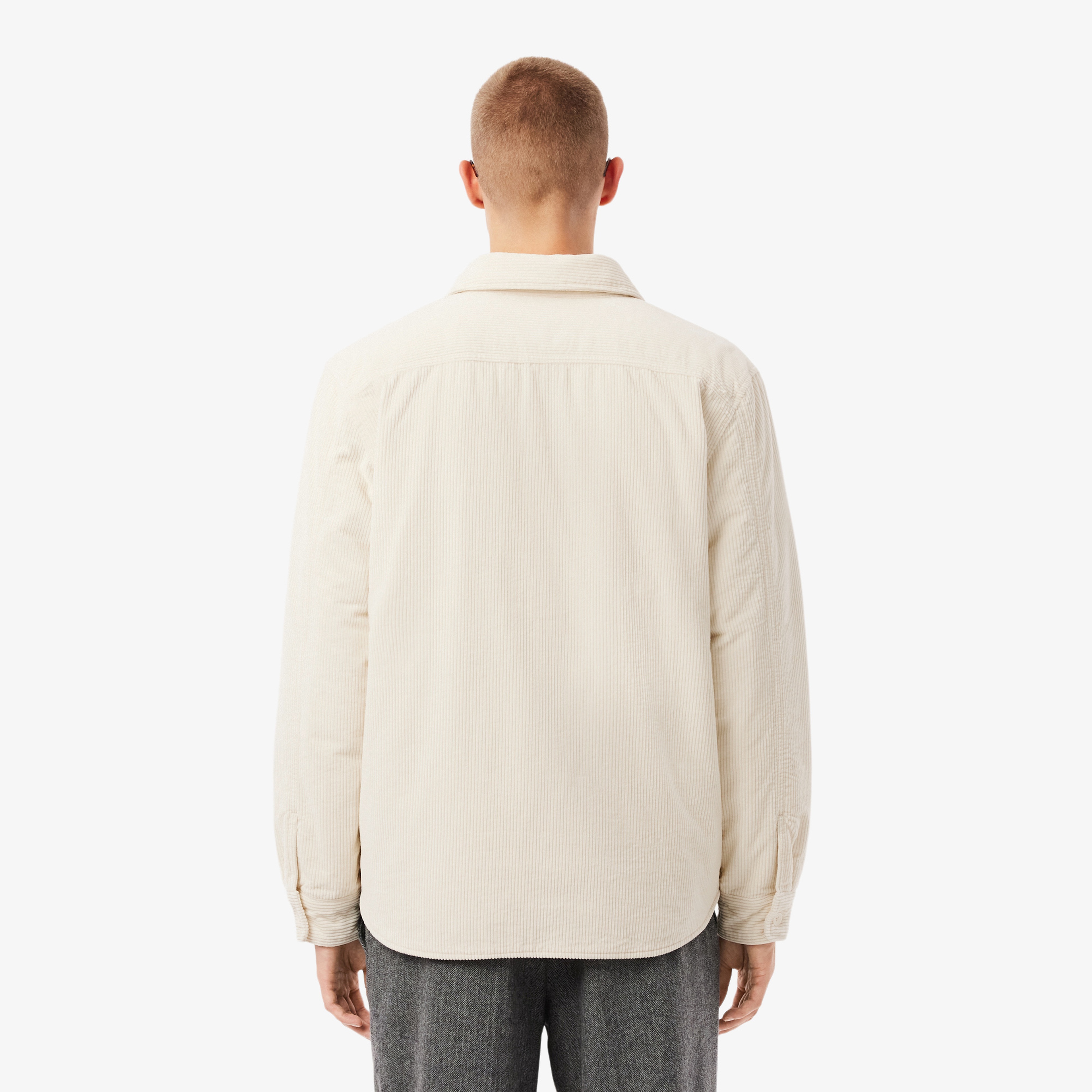 Erkek Relaxed Fit Kadife Krem Dış Gömlek