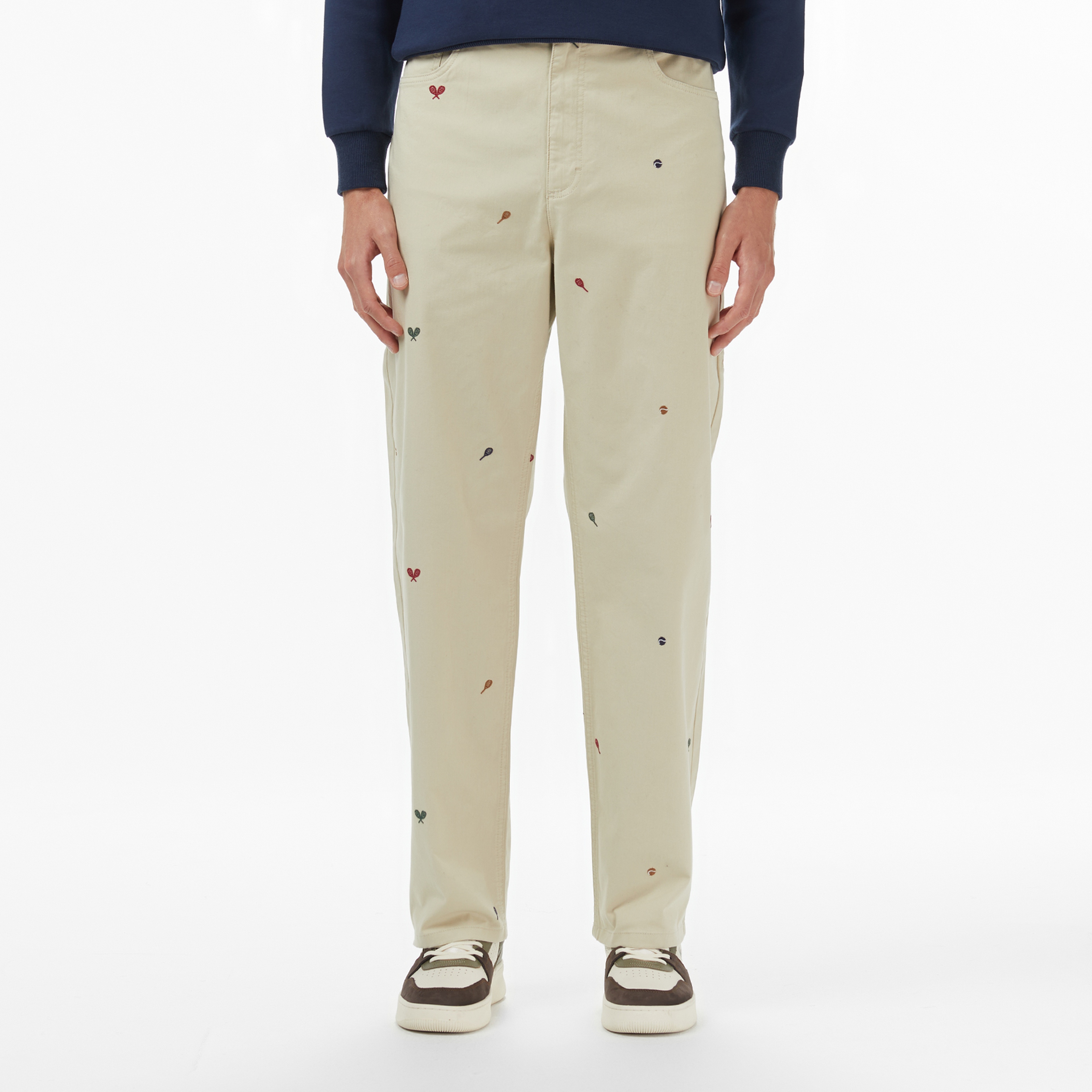 Erkek Relaxed Fit Desenli Bej Pantolon