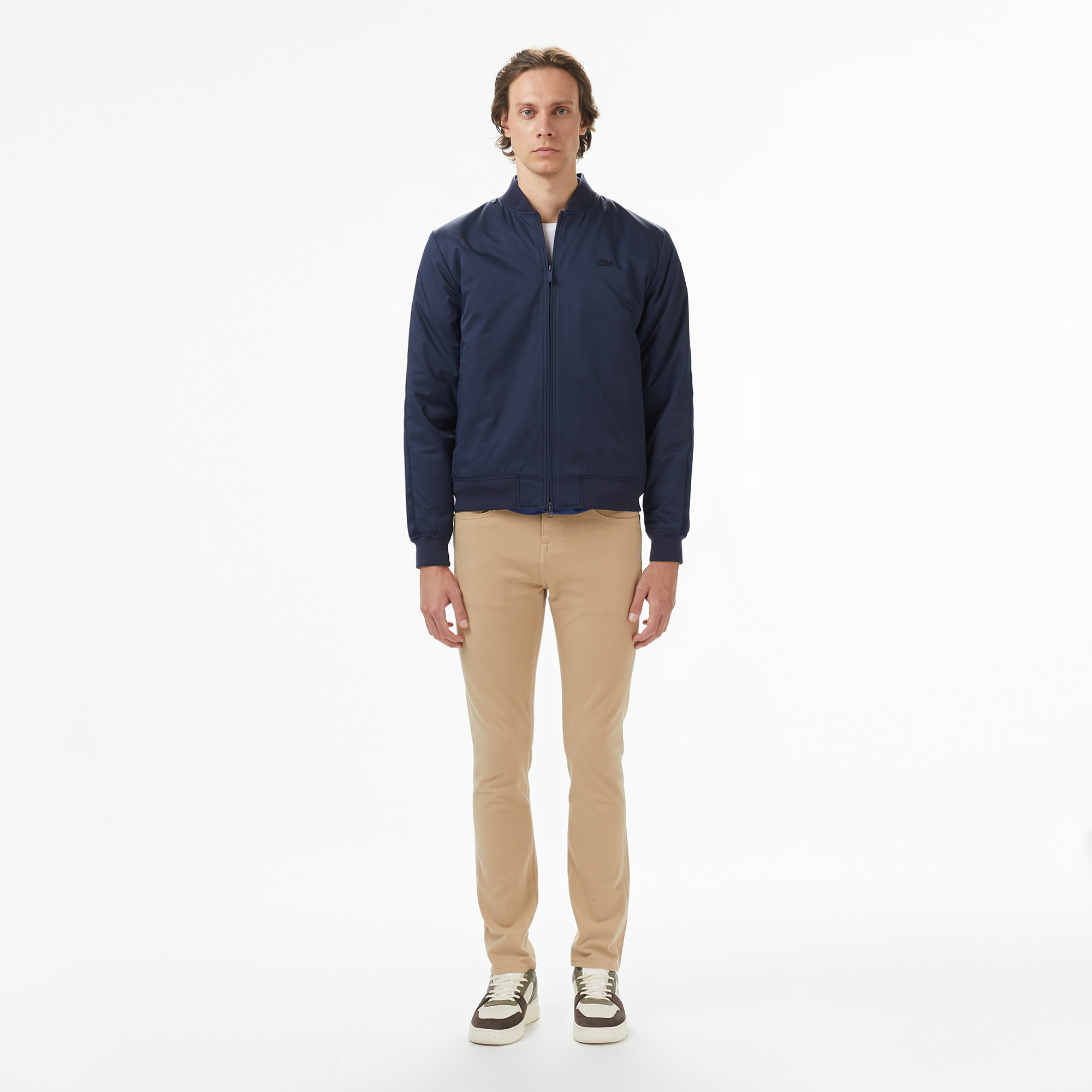 Erkek Dik Yaka Lacivert Bomber Ceket