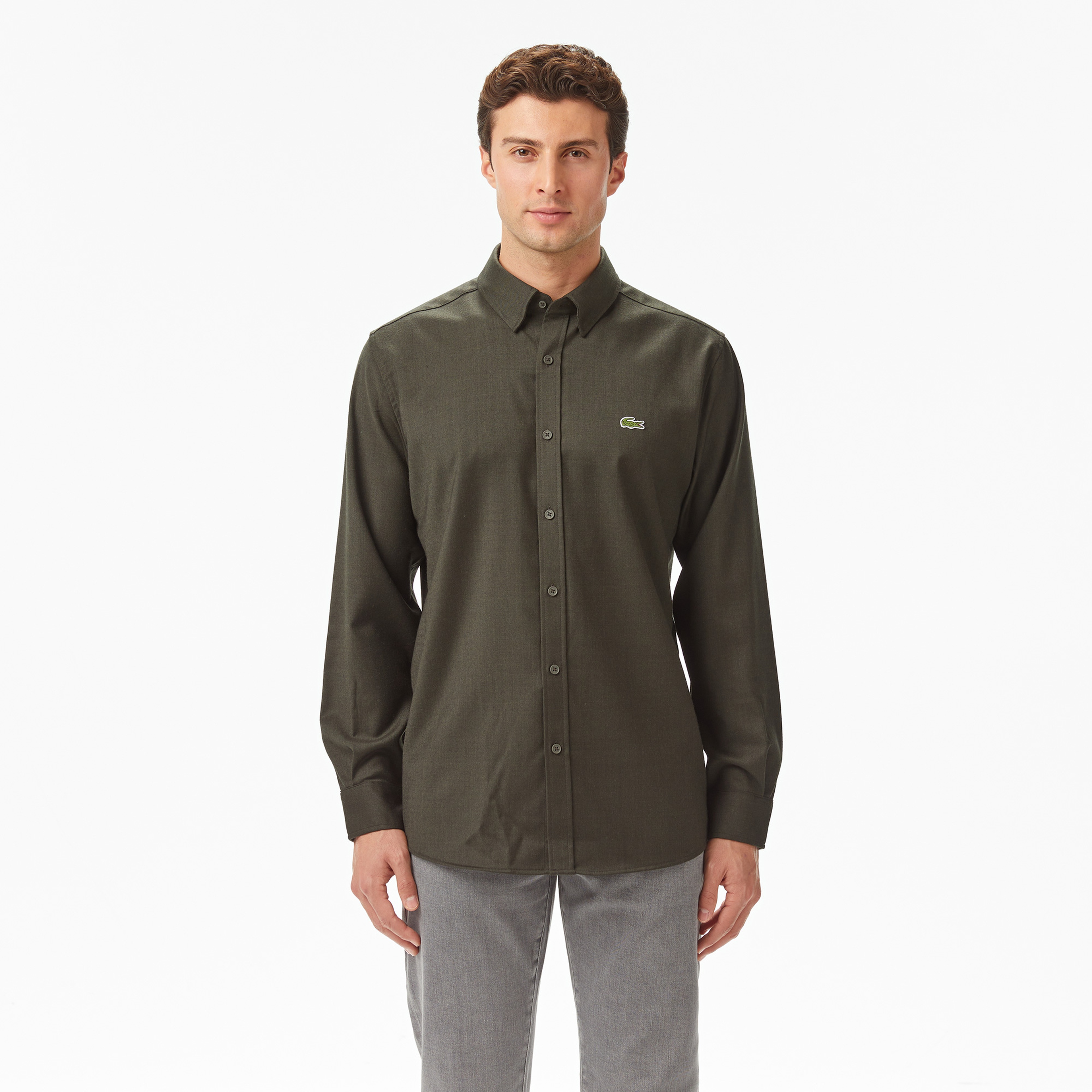 Erkek Regular Fit Koyu Yeşil Gömlek