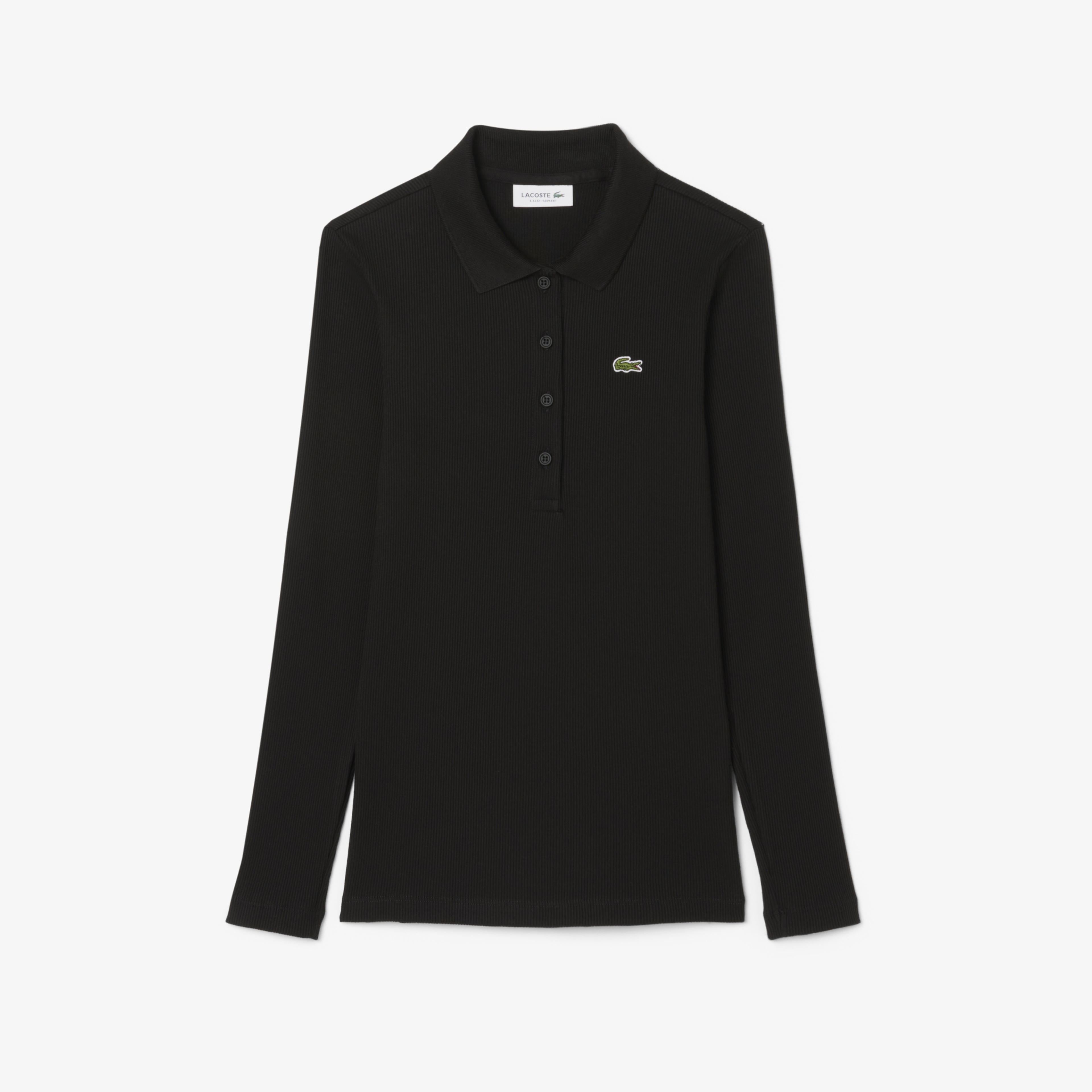 Lacoste L.12.D Kadın Slim Fit Uzun Kollu Organik Pamuk Siyah Polo