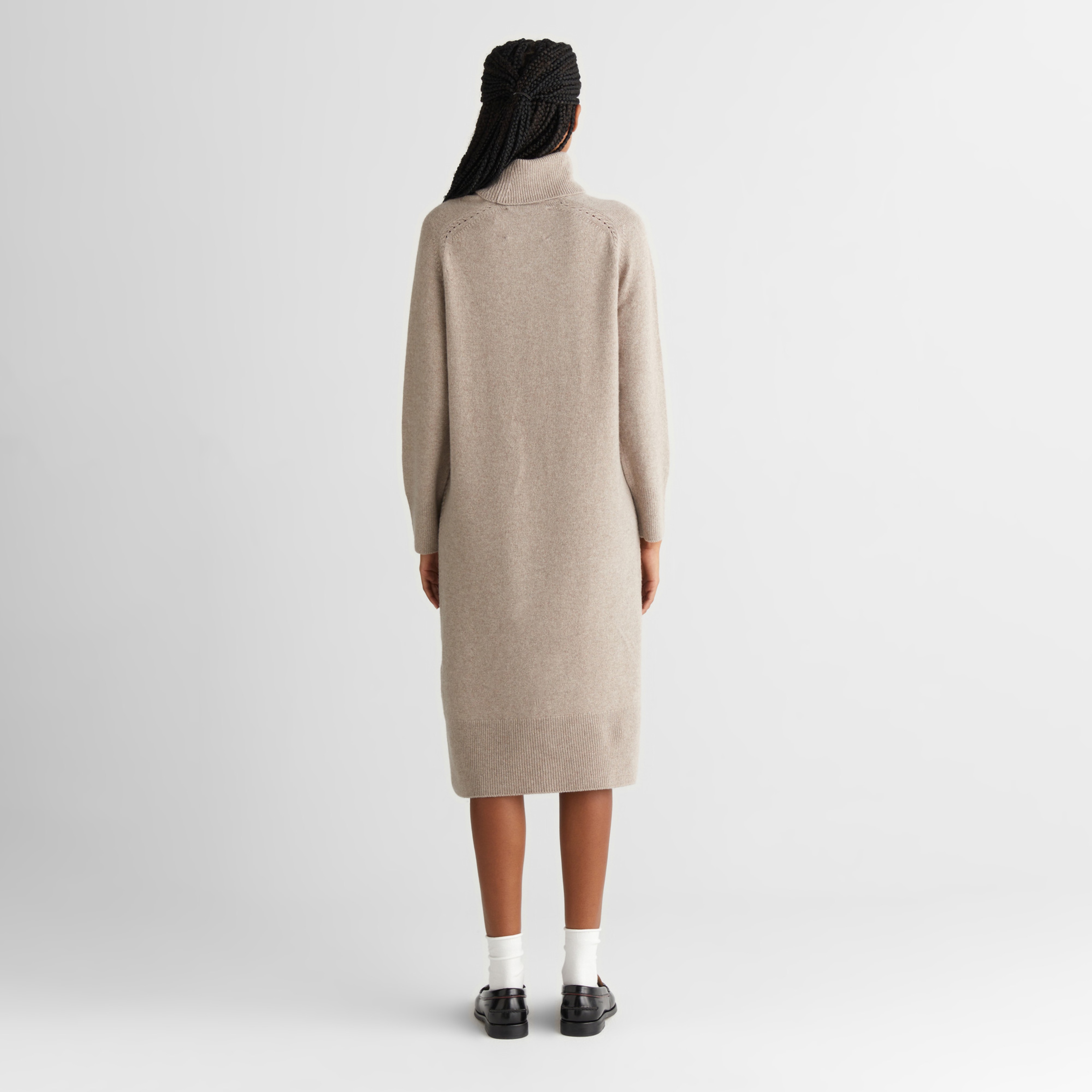 GANT Kadın Bej Relaxed Fit Boğazlı Yaka Yün Elbise