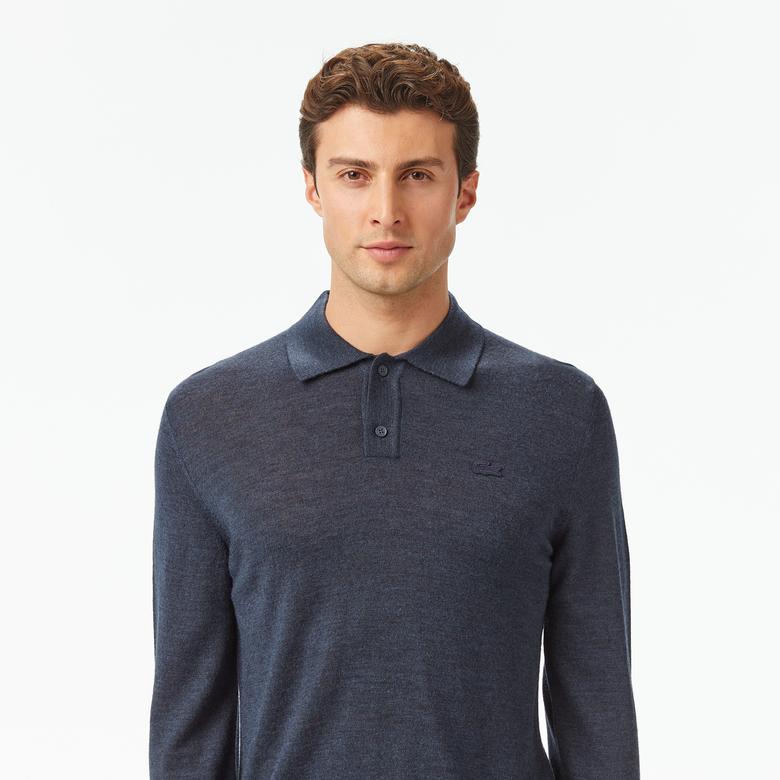 Erkek Classic Fit Polo Yaka Lacivert Kazak