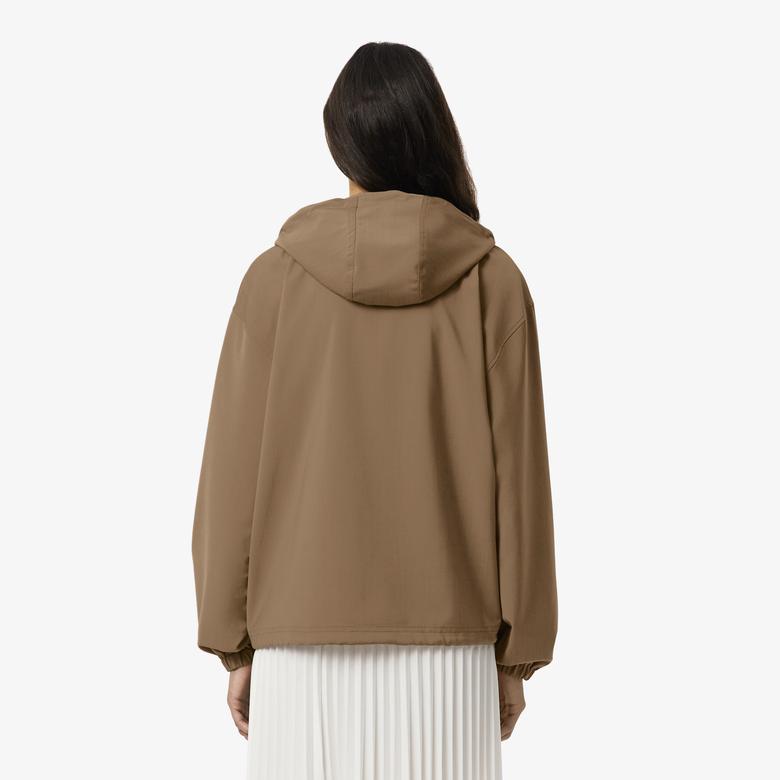 Kadın Oversize Fit Yarım Fermuarlı Kahverengi Ceket