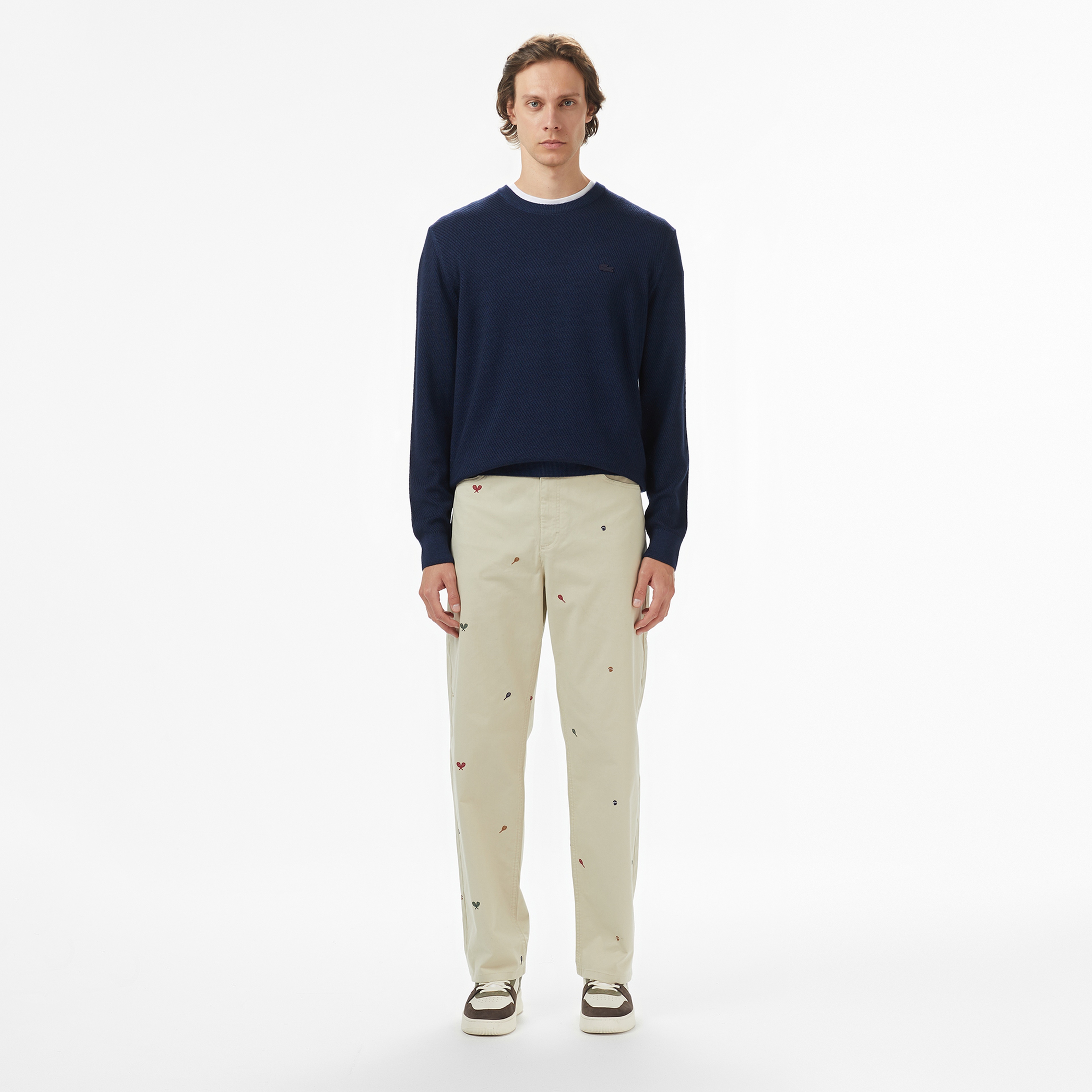 Erkek Classic Fit Bisiklet Yaka Yün Lacivert Kazak