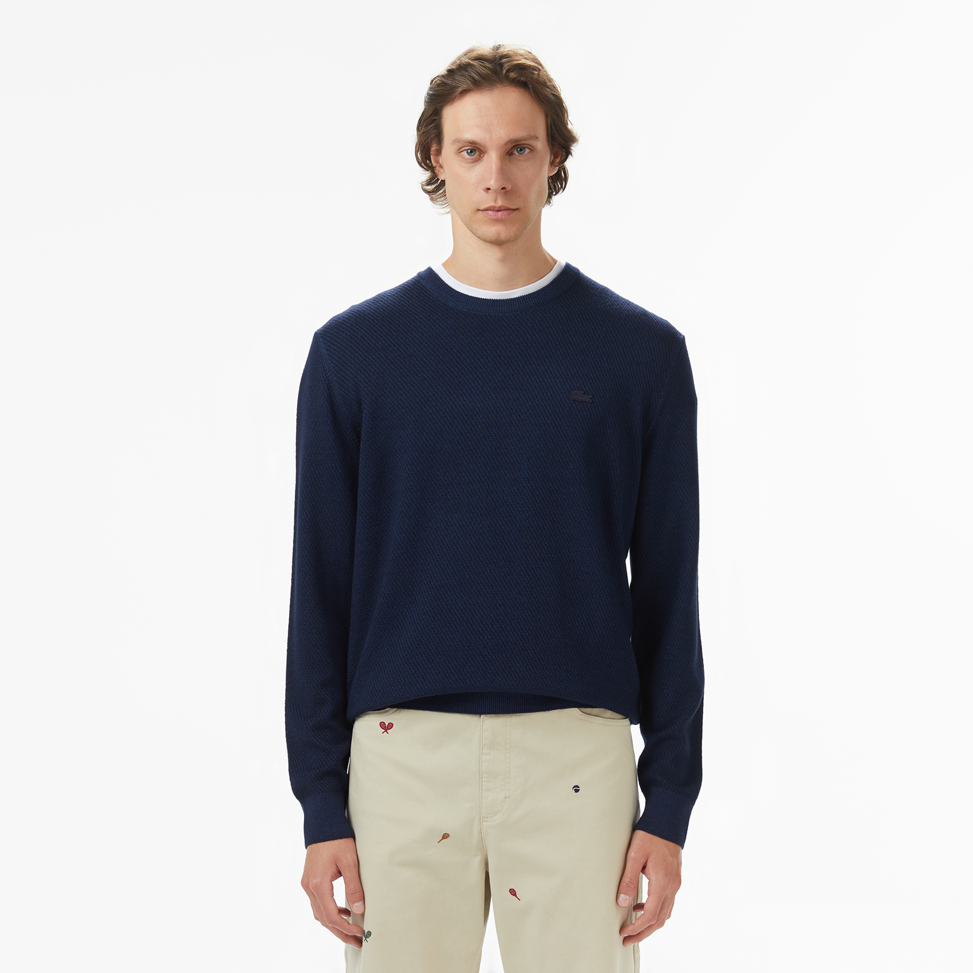 Erkek Classic Fit Bisiklet Yaka Yün Lacivert Kazak7 - L/XLAH2634