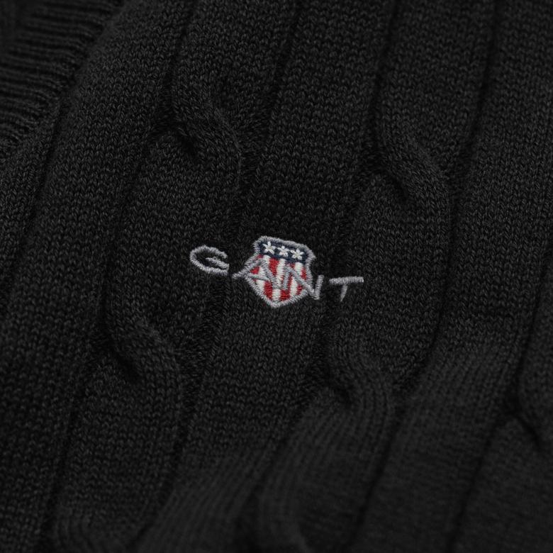 GANT Kadın Siyah Slim Fit V Yaka Kazak