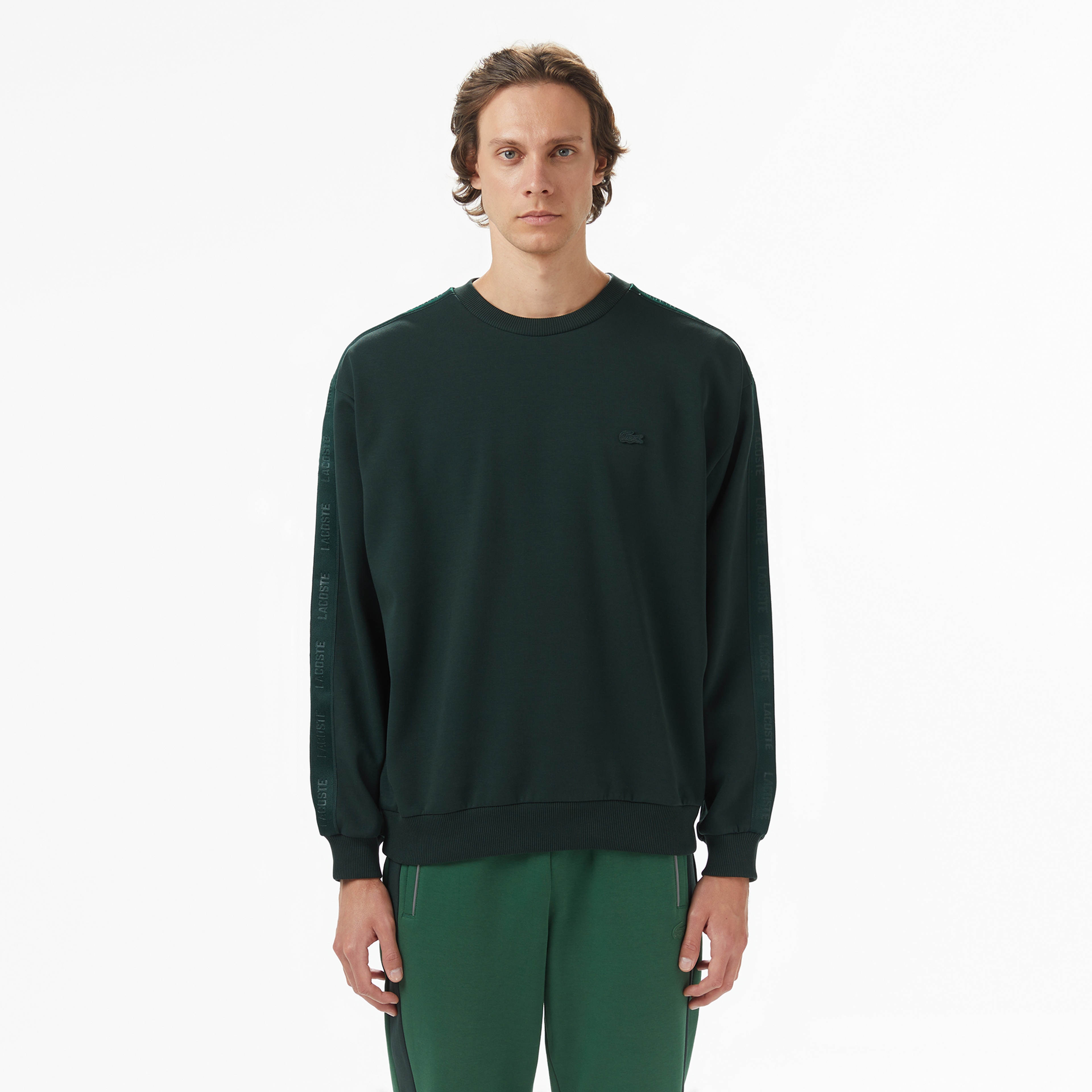 Lacoste Erkek Relaxed Fit Bisiklet Yaka Koyu Yeşil Sweatshirt