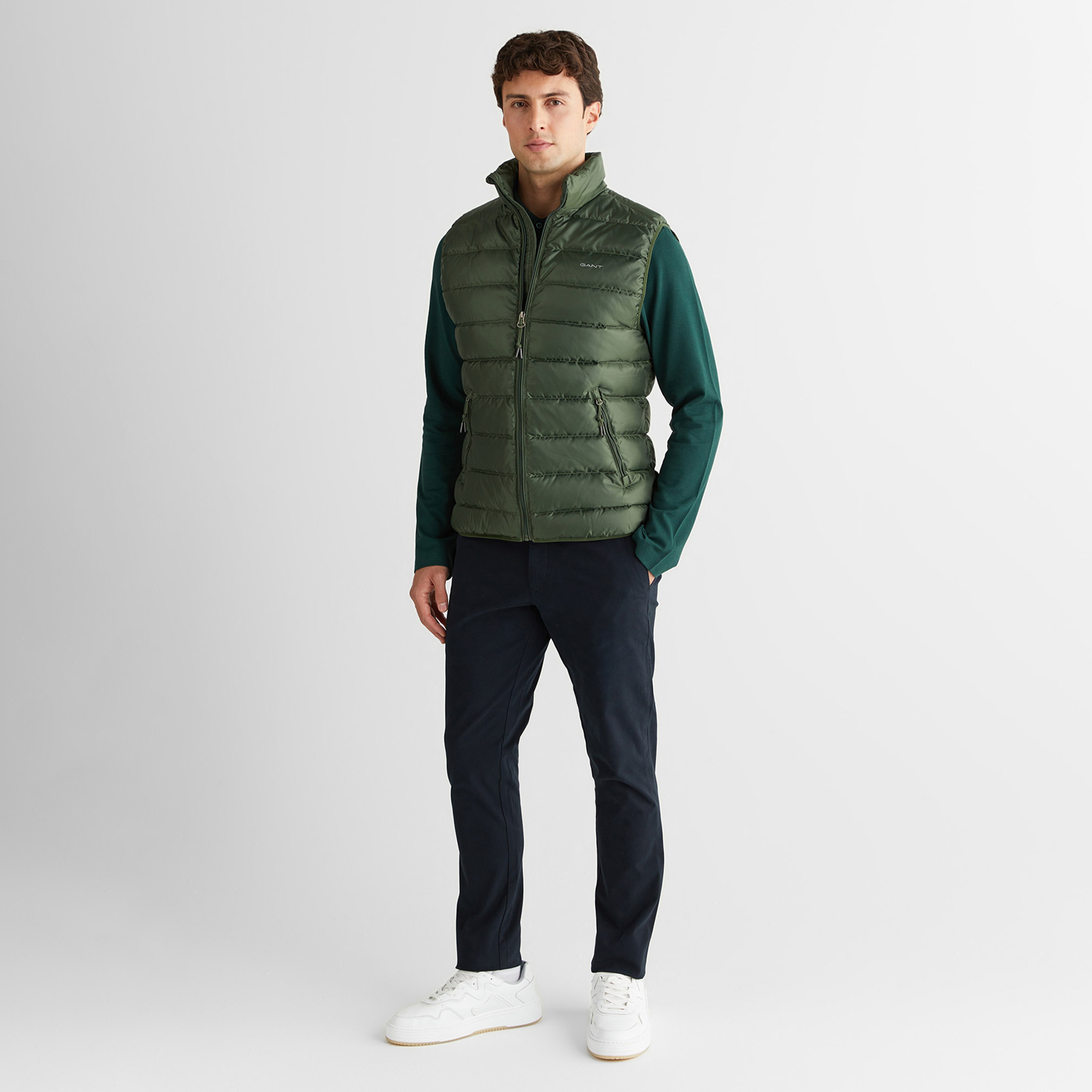 GANT Erkek Yeşil Regular Fit Dik Yaka Kaz Tüyü Yelek