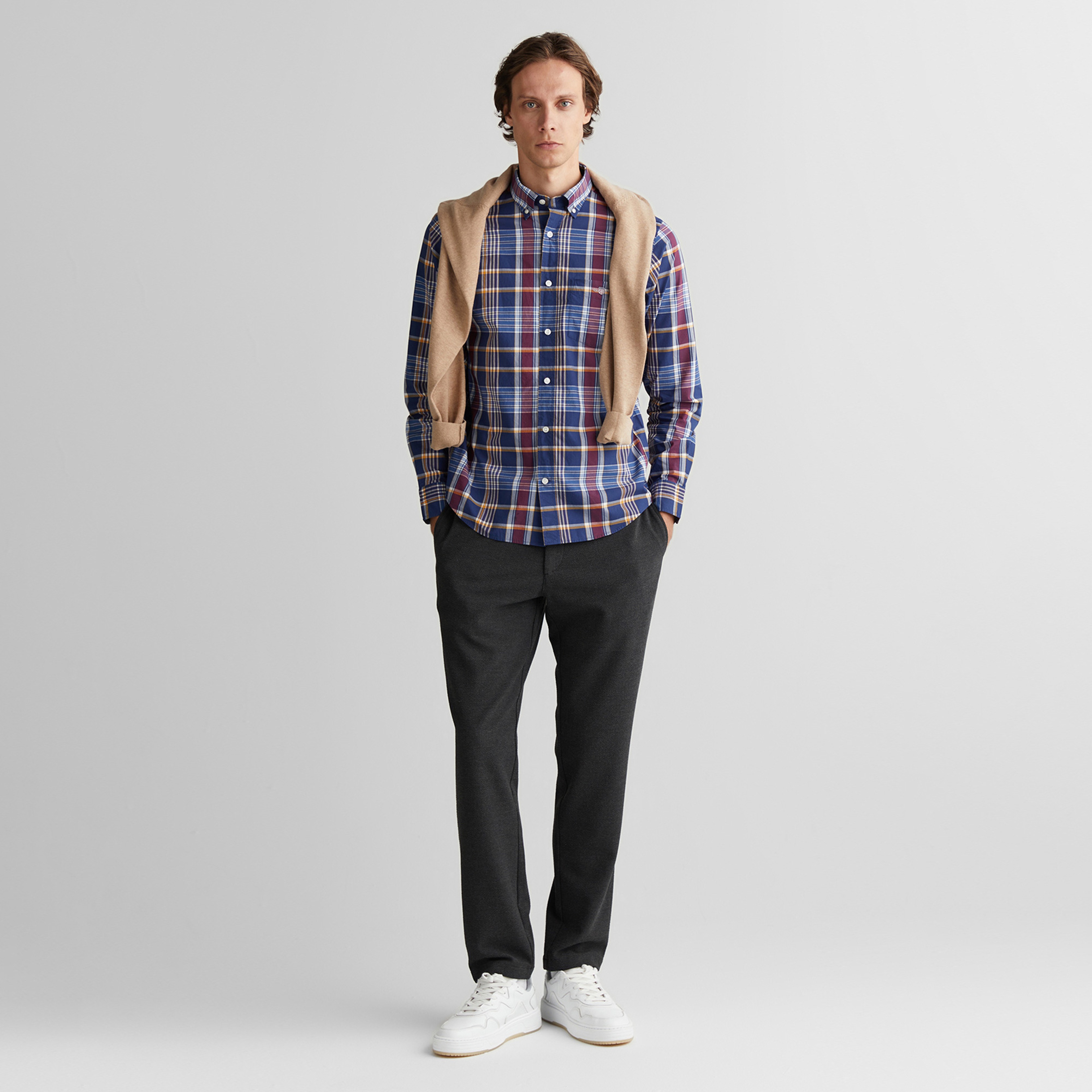 GANT Erkek Yeşil Regular Fit Düğmeli Yaka Çizgili Gömlek