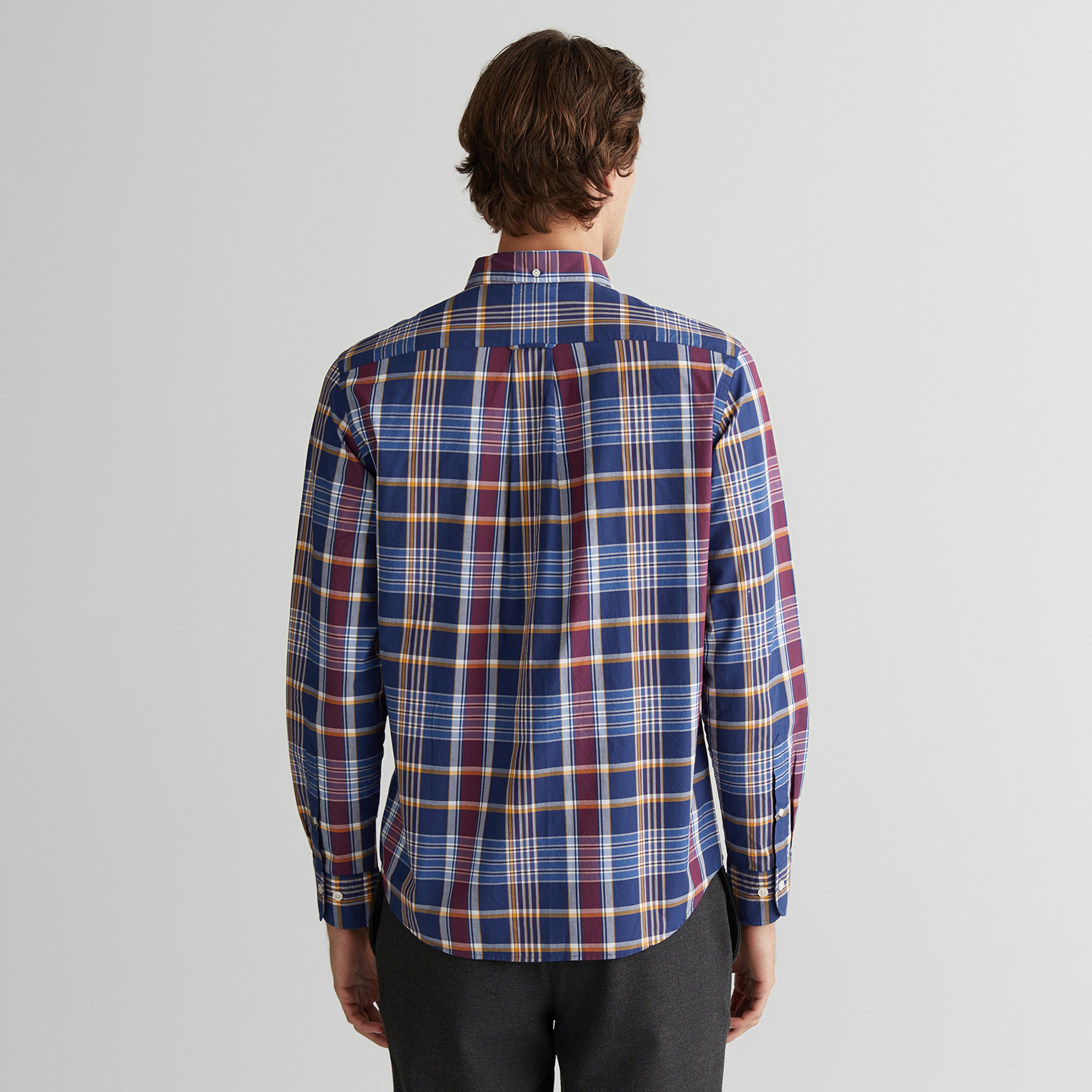 GANT Erkek Yeşil Regular Fit Düğmeli Yaka Çizgili Gömlek