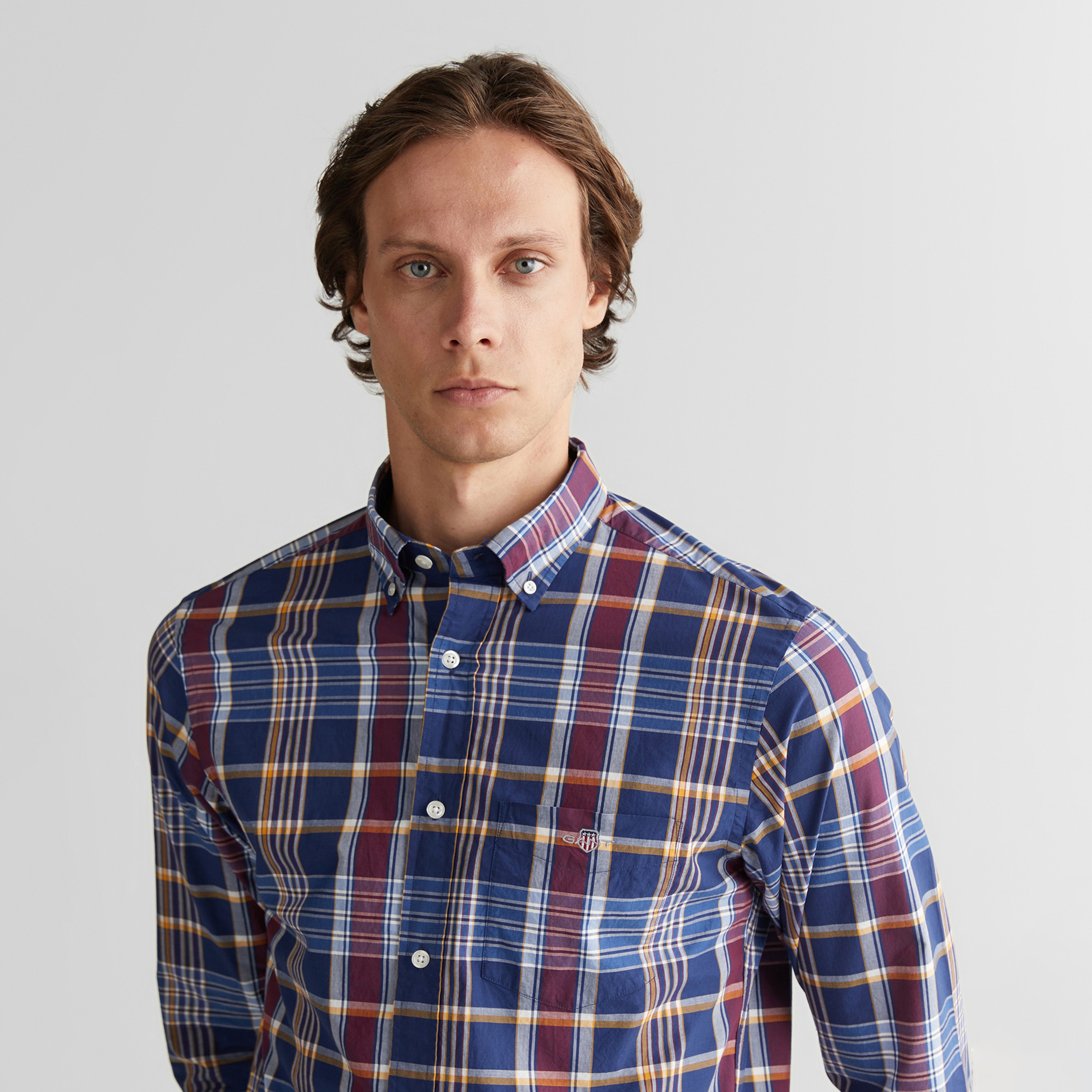 GANT Erkek Yeşil Regular Fit Düğmeli Yaka Çizgili Gömlek