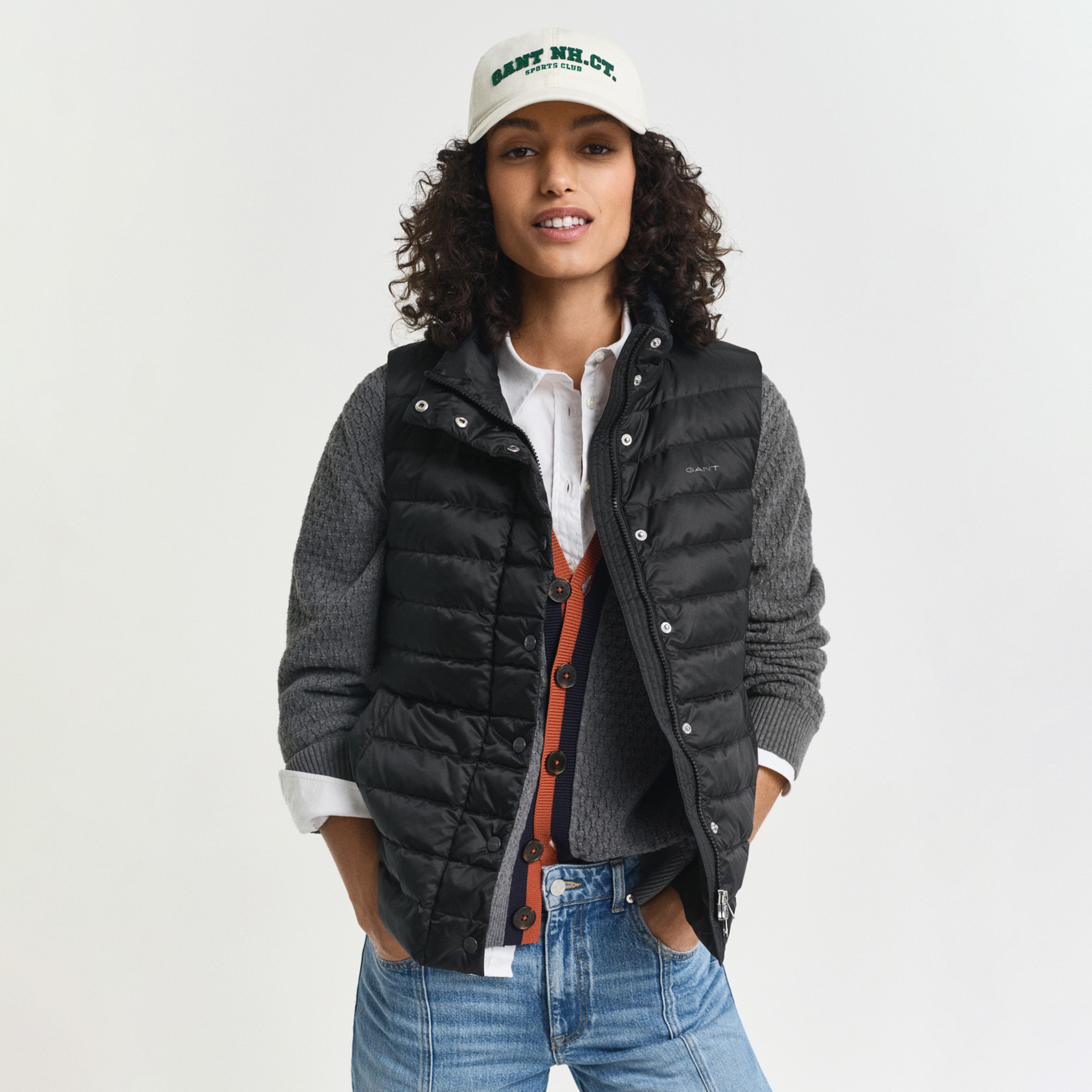 GANT Kadın Siyah Regular Fit Dik Yaka Kaz Tüyü Yelek