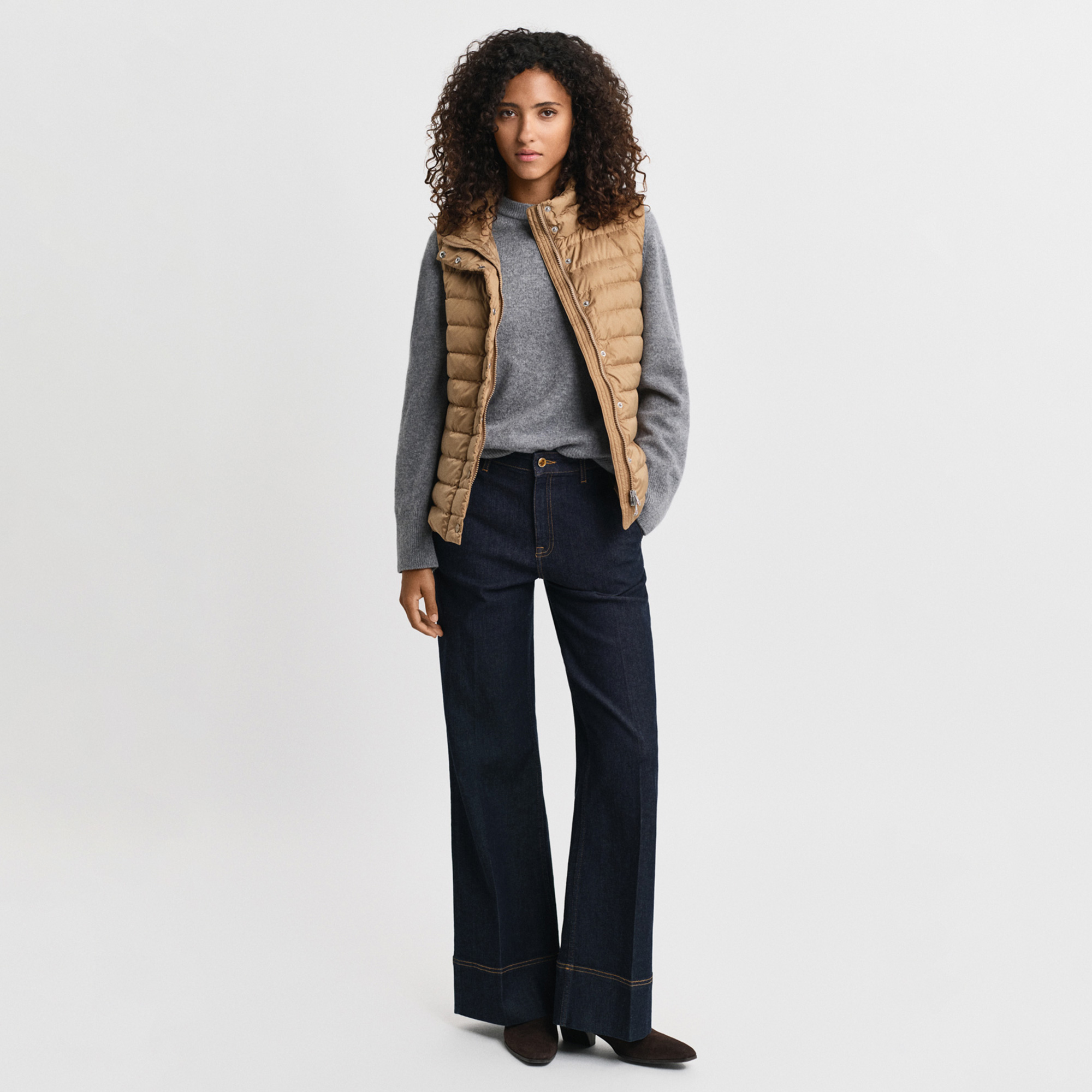 GANT Kadın Kaverengi Regular Fit Dik Yaka Kaz Tüyü Yelek