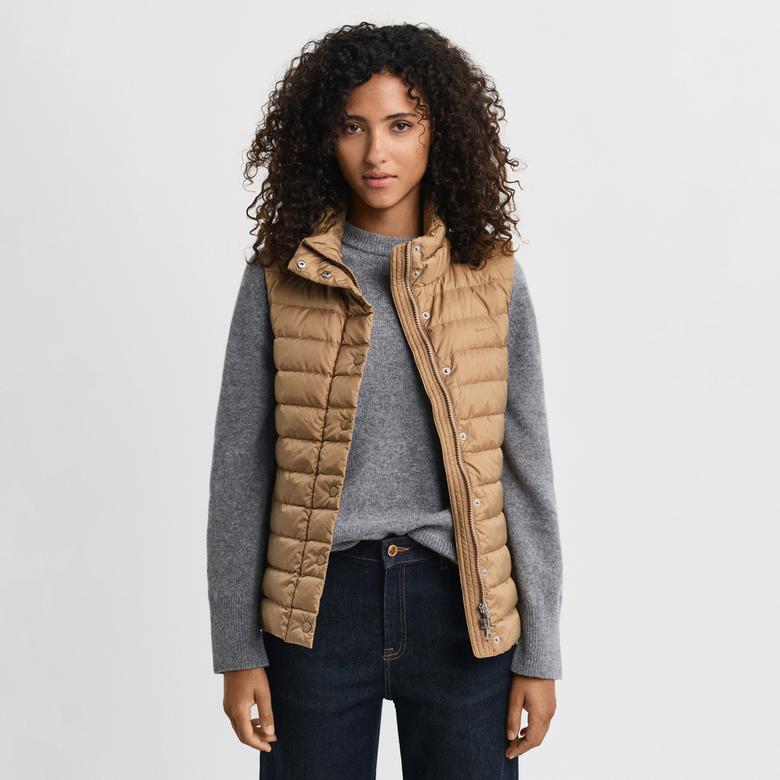 GANT Kadın Kaverengi Regular Fit Dik Yaka Kaz Tüyü Yelek