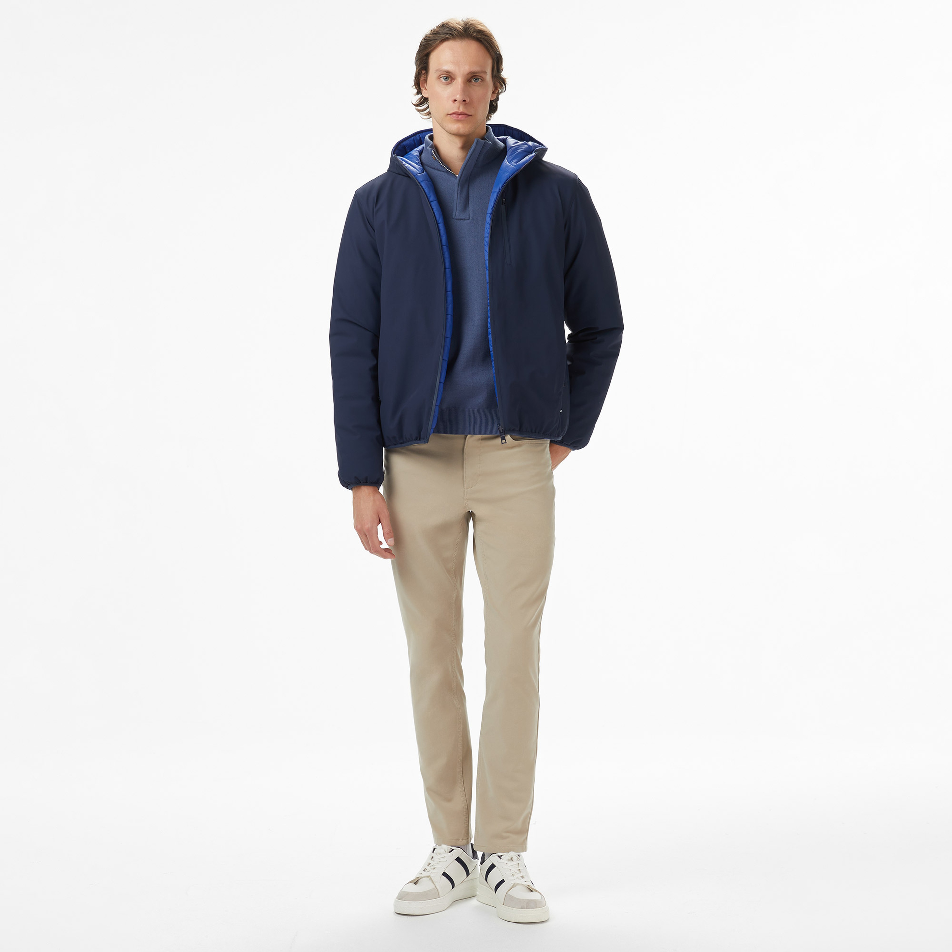 Nautica Erkek Lacivert Regular Fit Çift Taraflı Mont