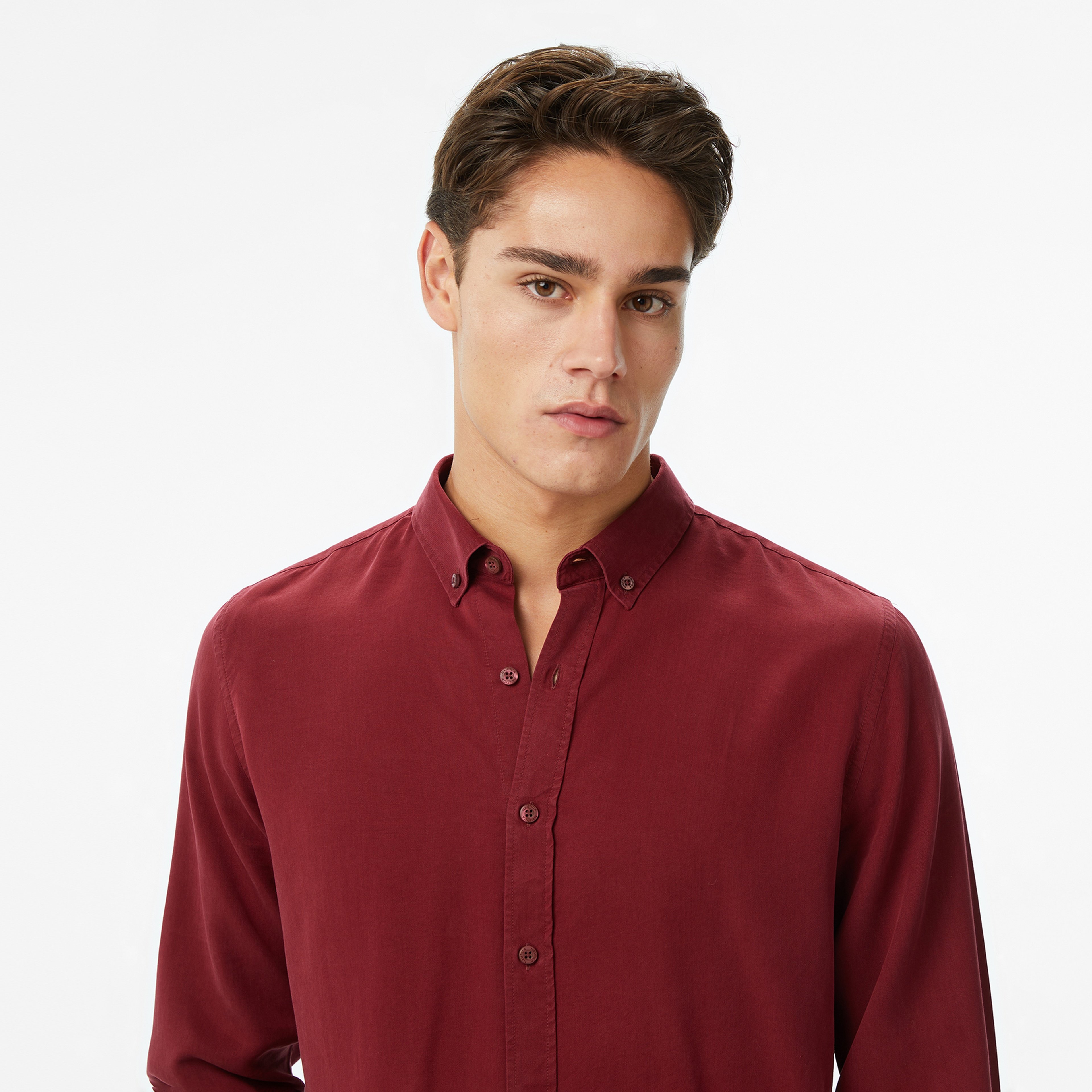 Nautica Erkek Bordo Classic Fit Gömlek