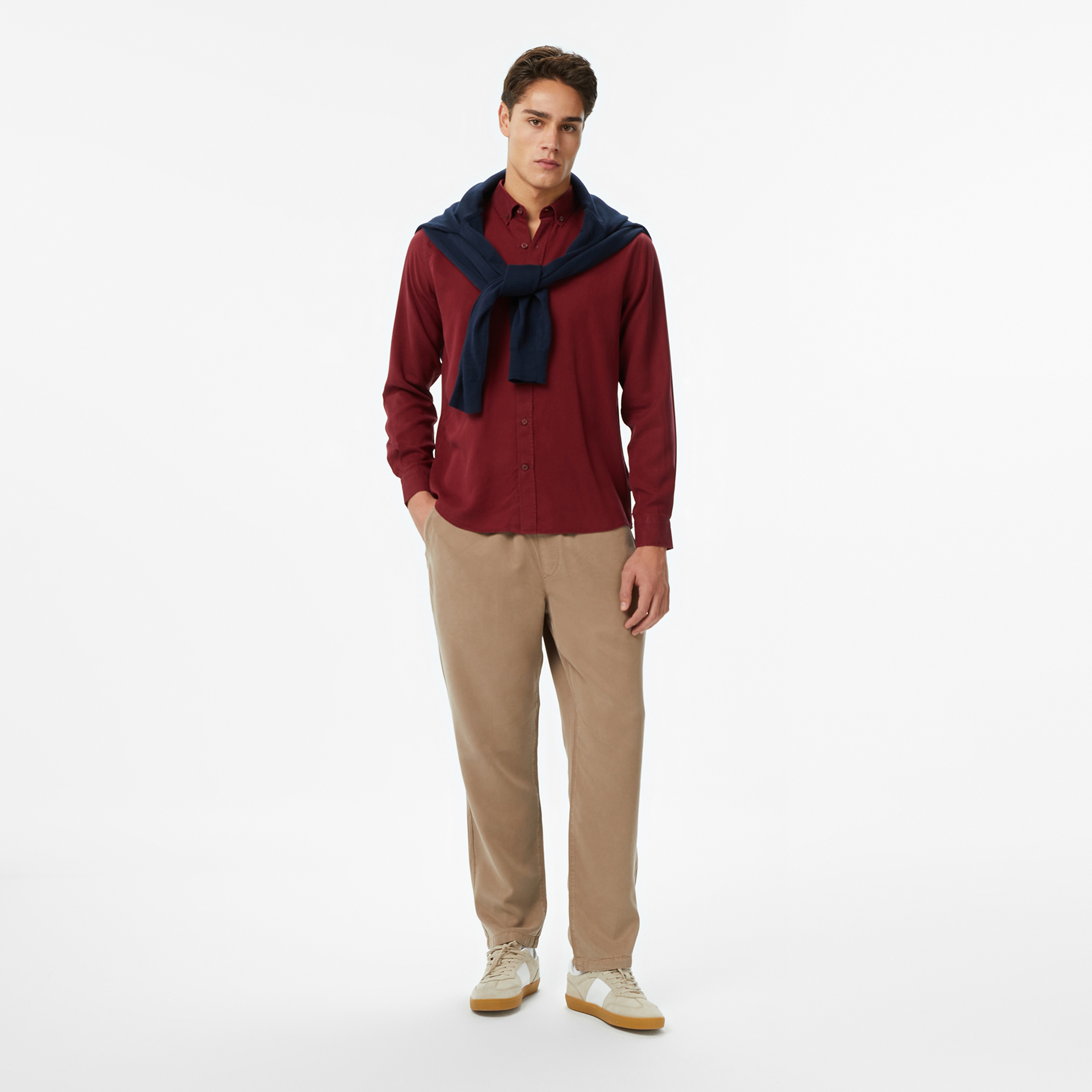Nautica Erkek Bordo Classic Fit Gömlek