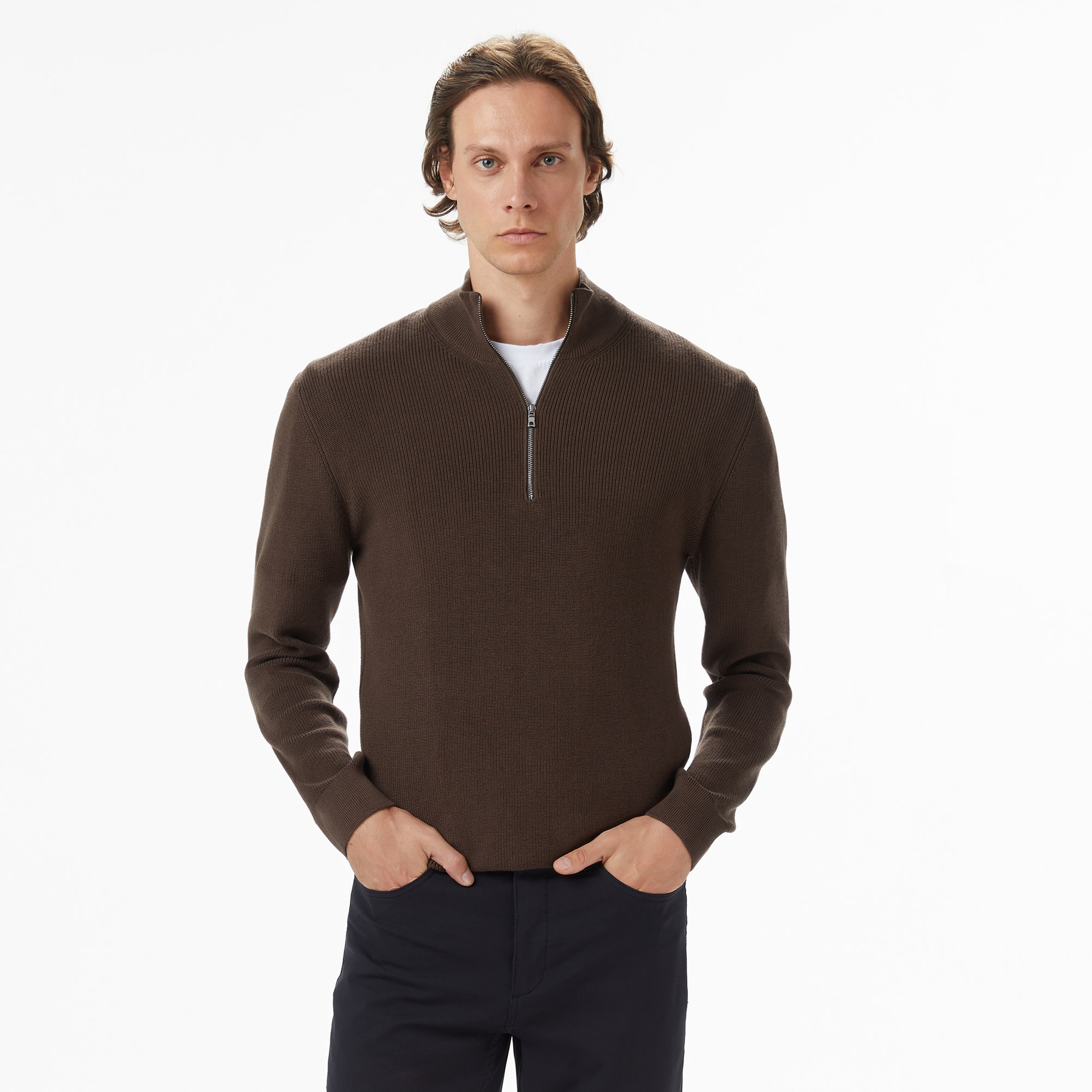 Nautica Erkek Kahverengi Classic Fit Kazak