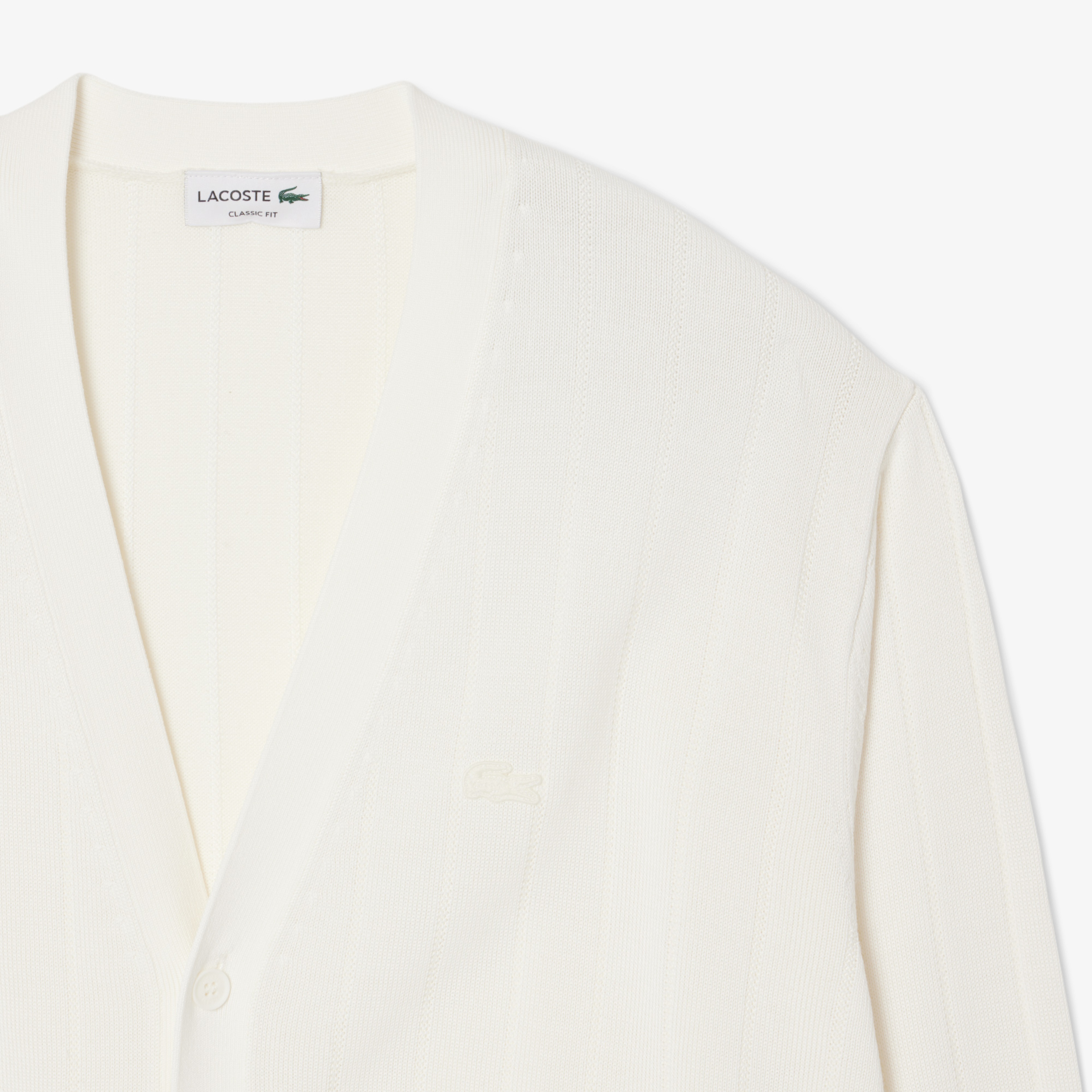 Erkek Classic Fit V Yaka Beyaz Hırka