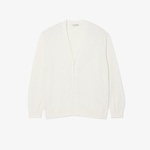 Erkek Classic Fit V Yaka Beyaz Hırka