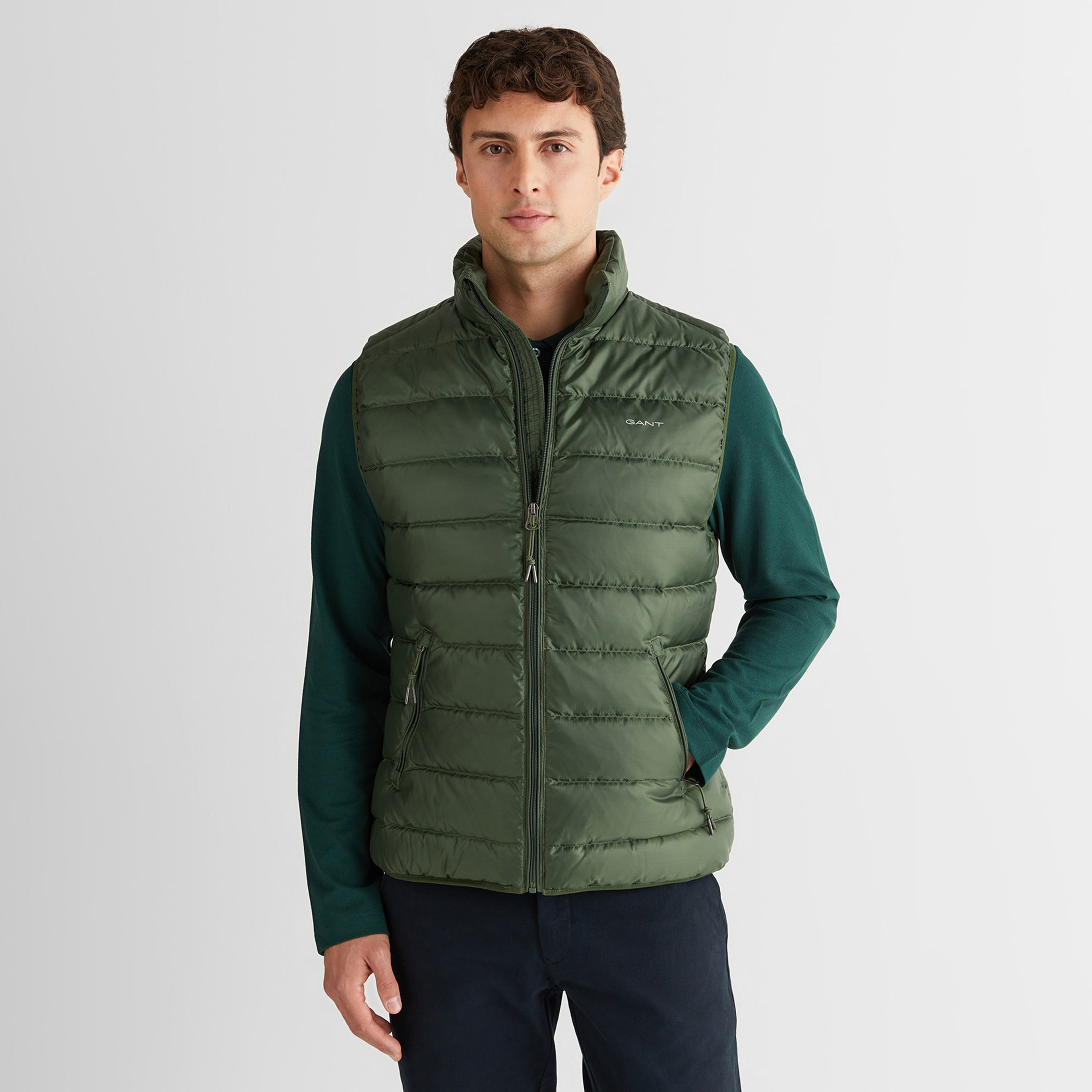 GANT Erkek Yeşil Regular Fit Dik Yaka Kaz Tüyü Yelek