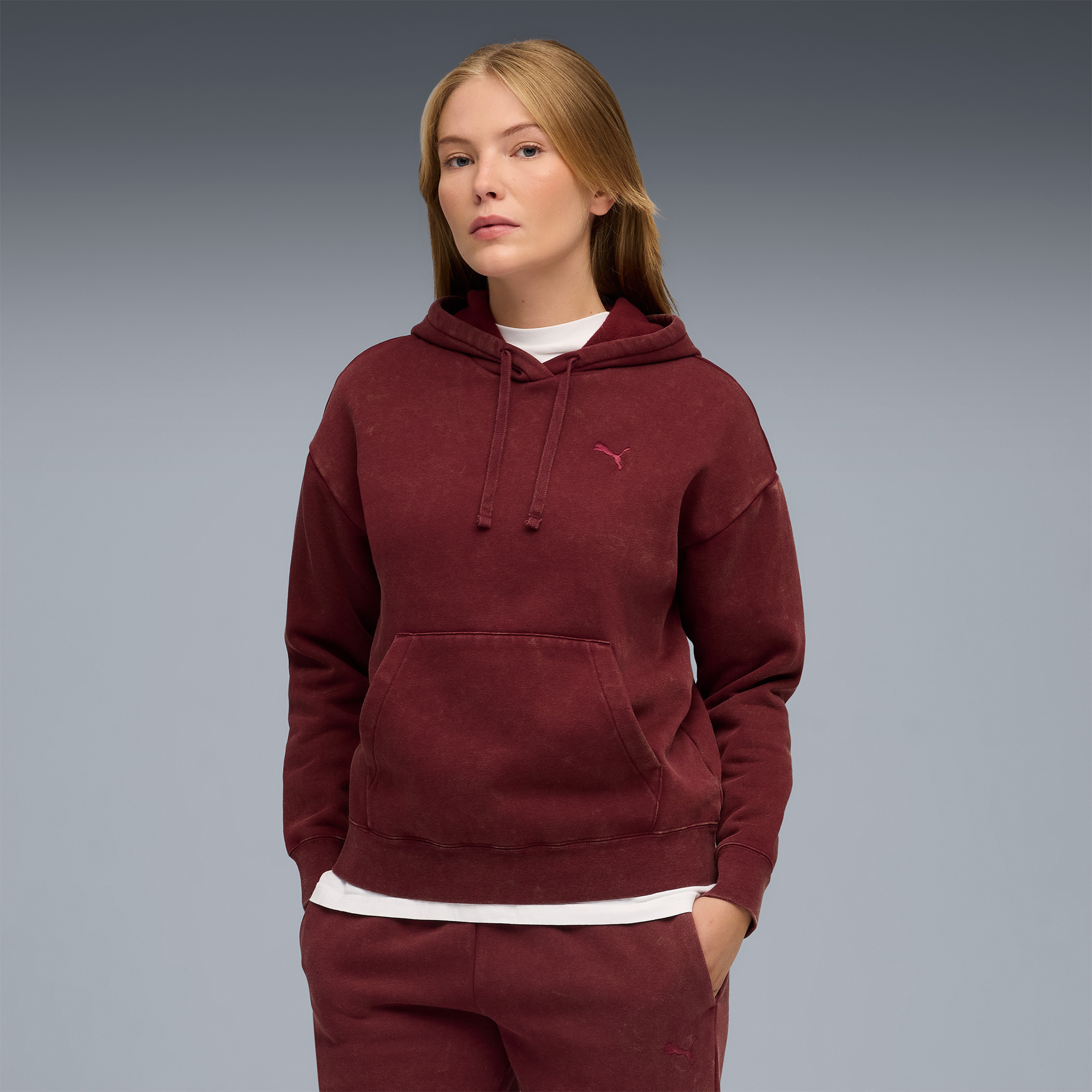 Puma Ess Elevated Wash  Kadın Kırmızı Sweatshirt