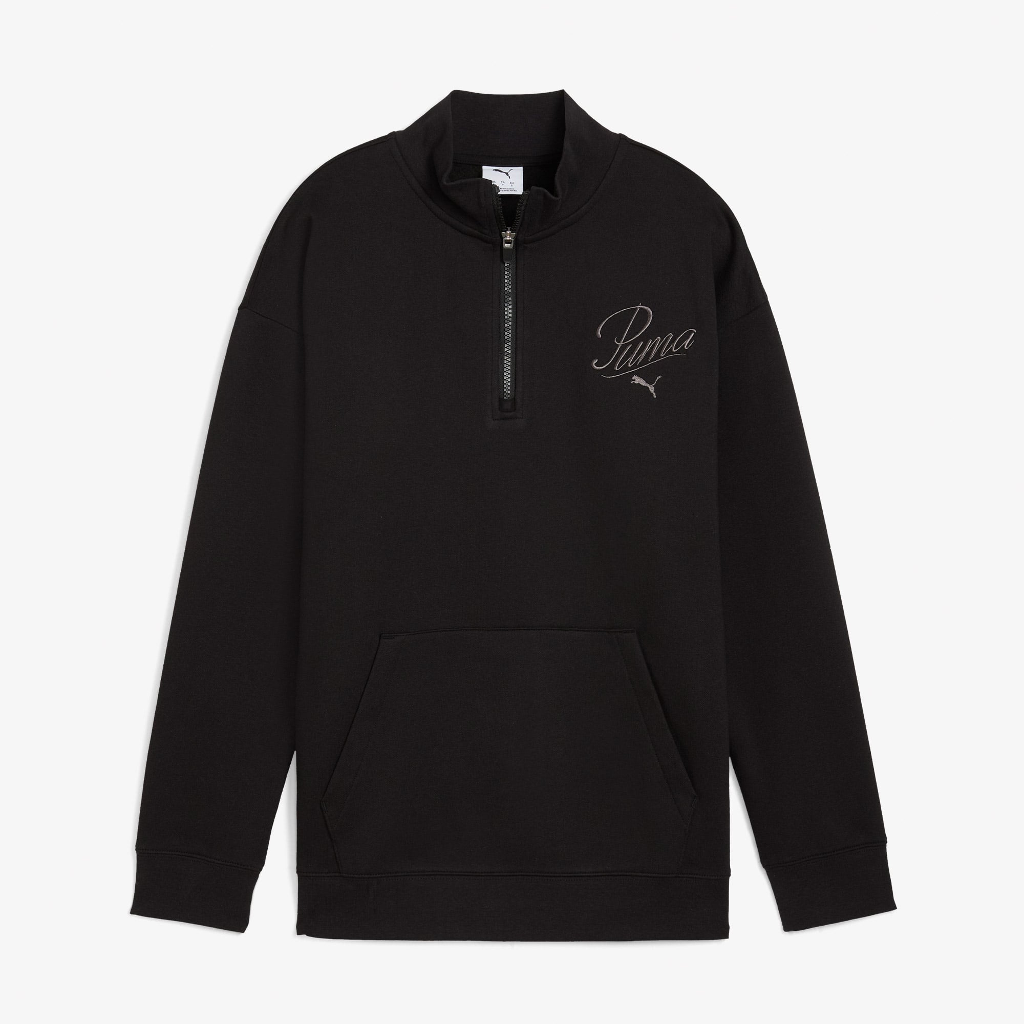 Puma Ess Scrıpt Half-Zip Crew Kadın Siyah Sweatshirt