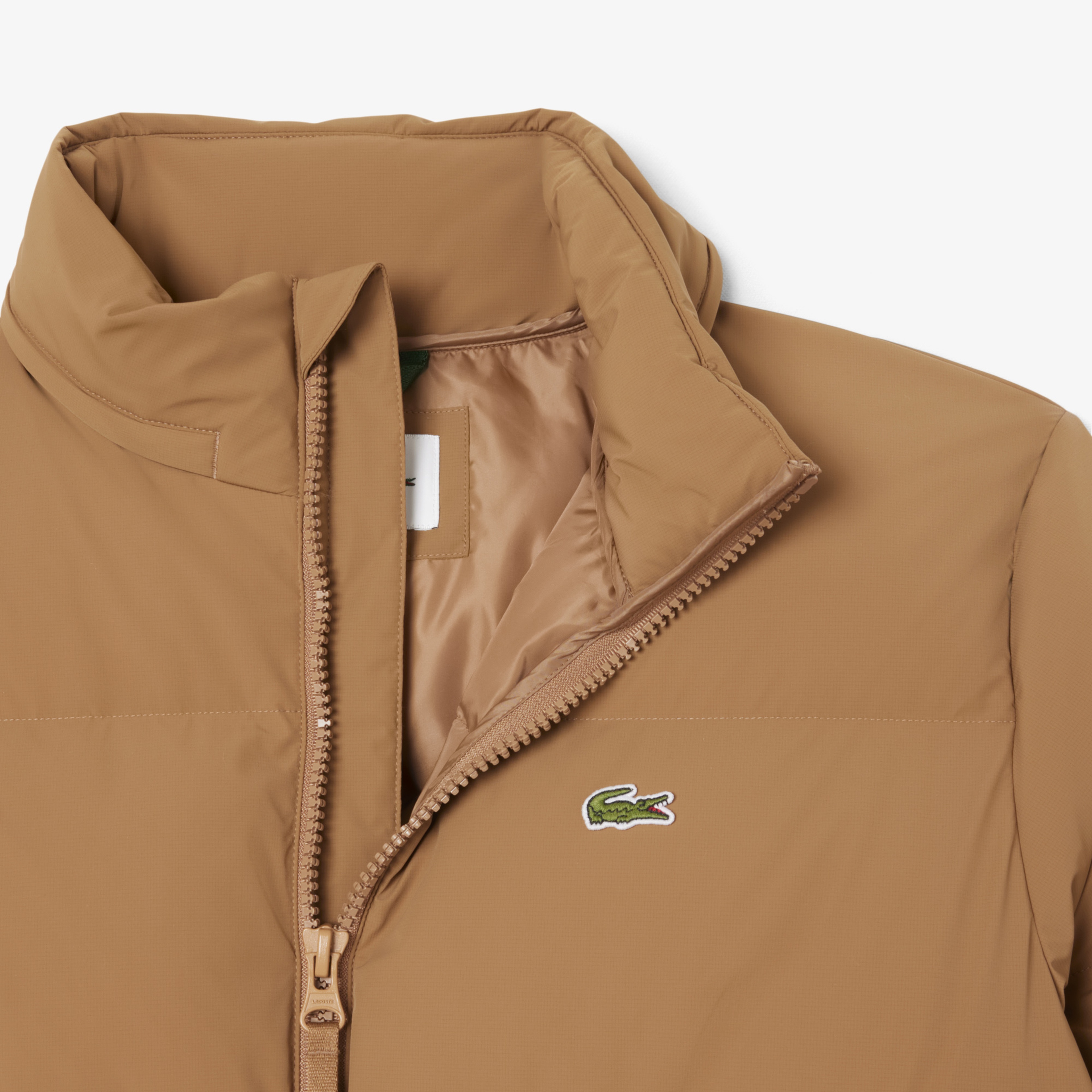 Lacoste Erkek Relaxed Fit Fermuarlı Koyu Kahverengi Mont