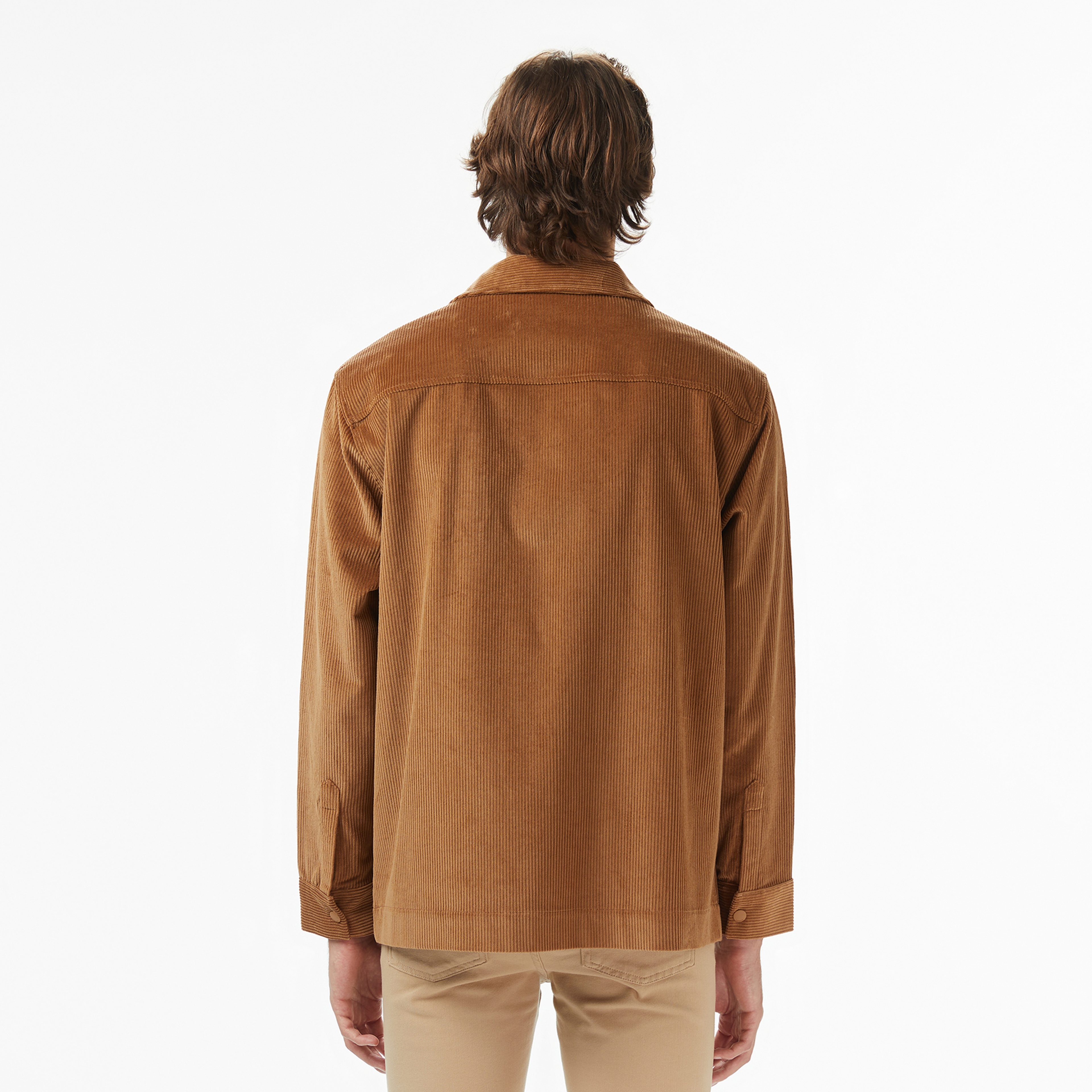 Erkek Relaxed Fit Fermuarlı Kahverengi Dış Gömlek