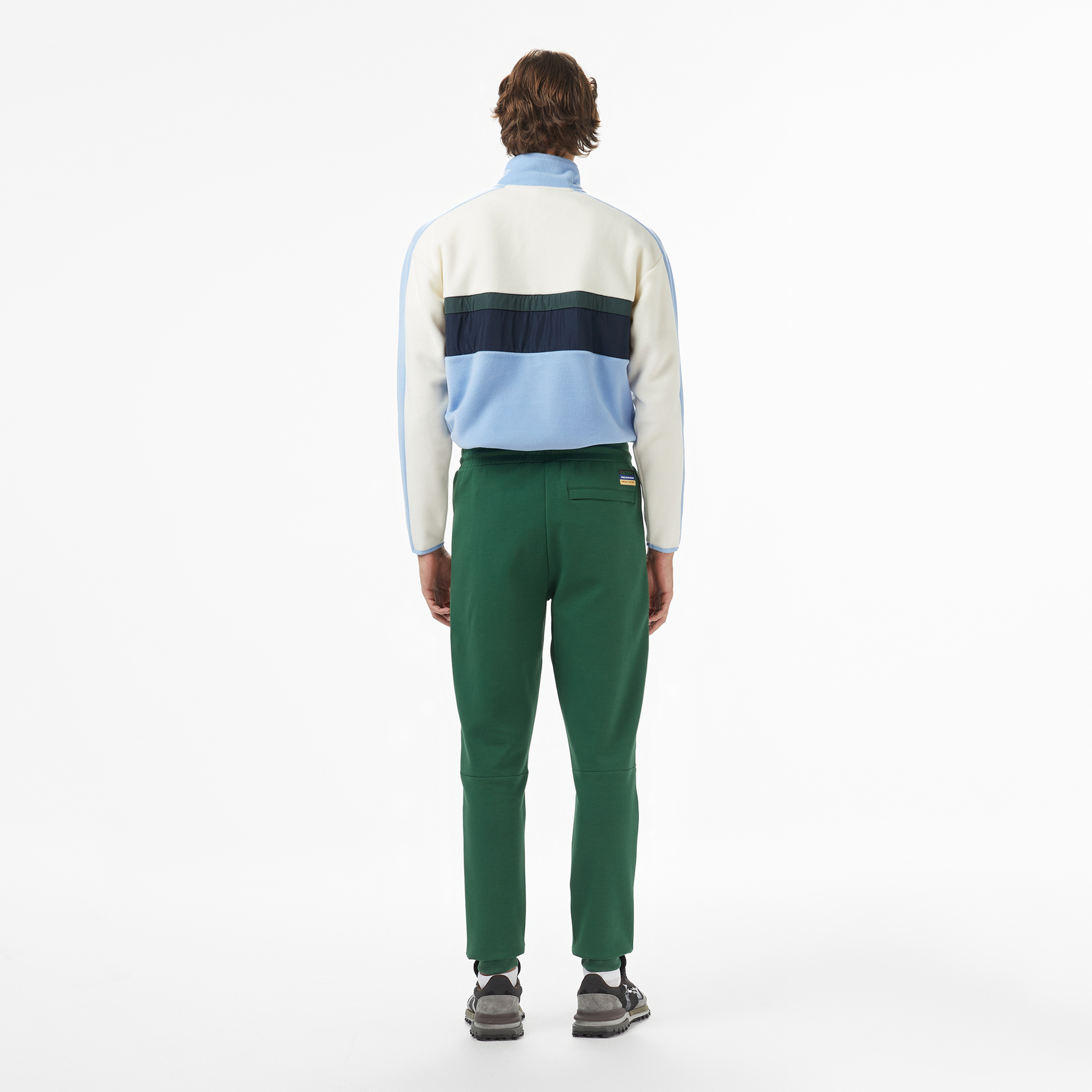 Erkek Slim Fit Renk Bloklu Yeşil Eşofman Altı