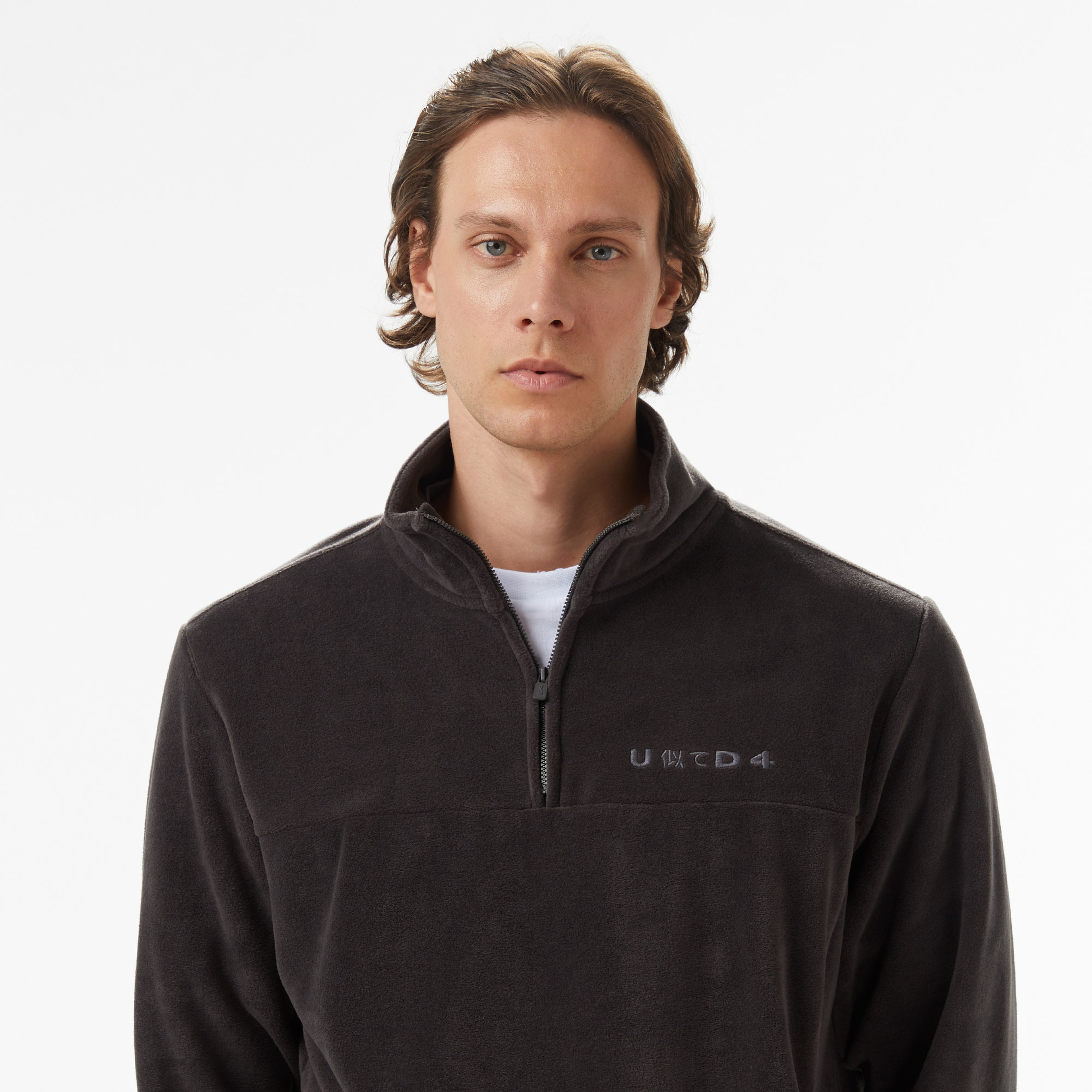 UNITED4 Erkek Gri Half Zip Sweatshirt