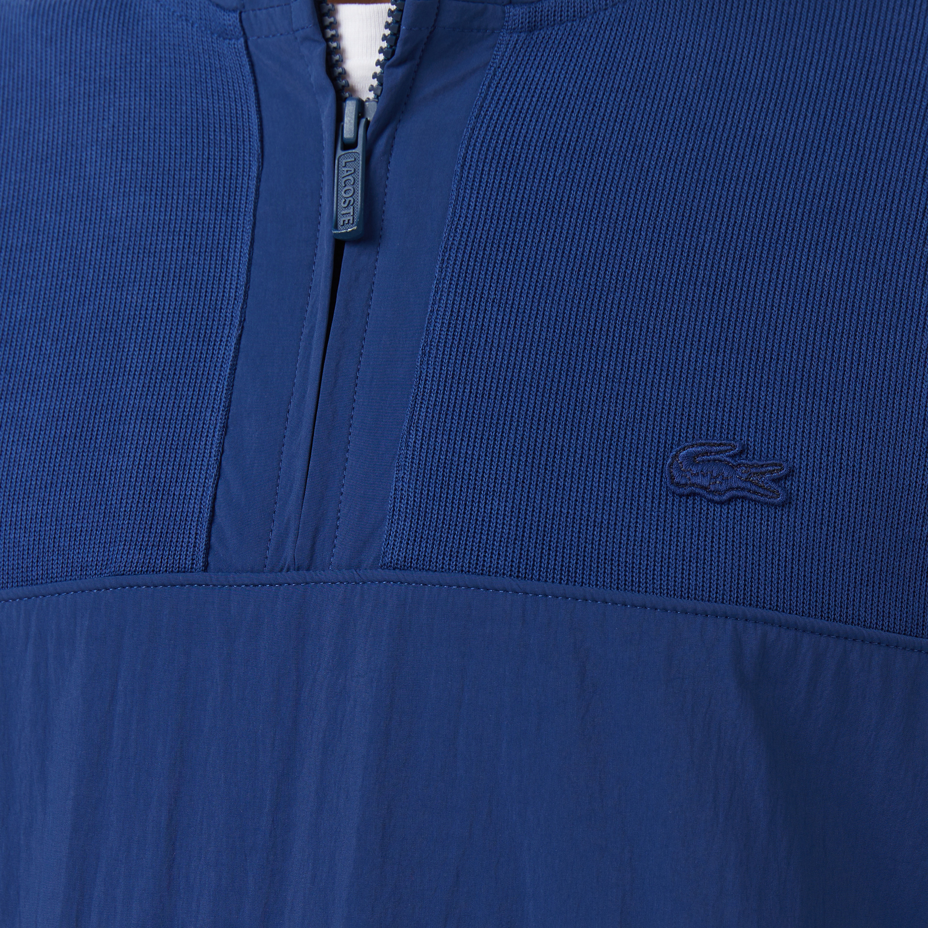 Lacoste Erkek Yarım Fermuarlı Renk Bloklu Lacivert Sweatshirt