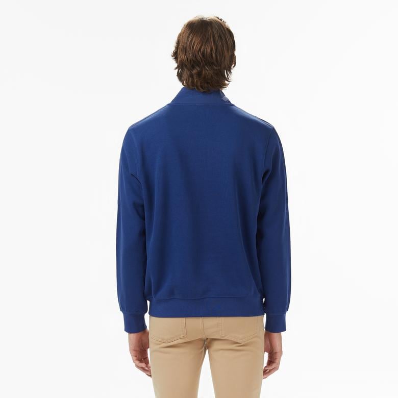 Lacoste Erkek Yarım Fermuarlı Renk Bloklu Lacivert Sweatshirt