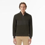 Erkek Classic Fit Yarım Fermuarlı Haki Sweatshirt