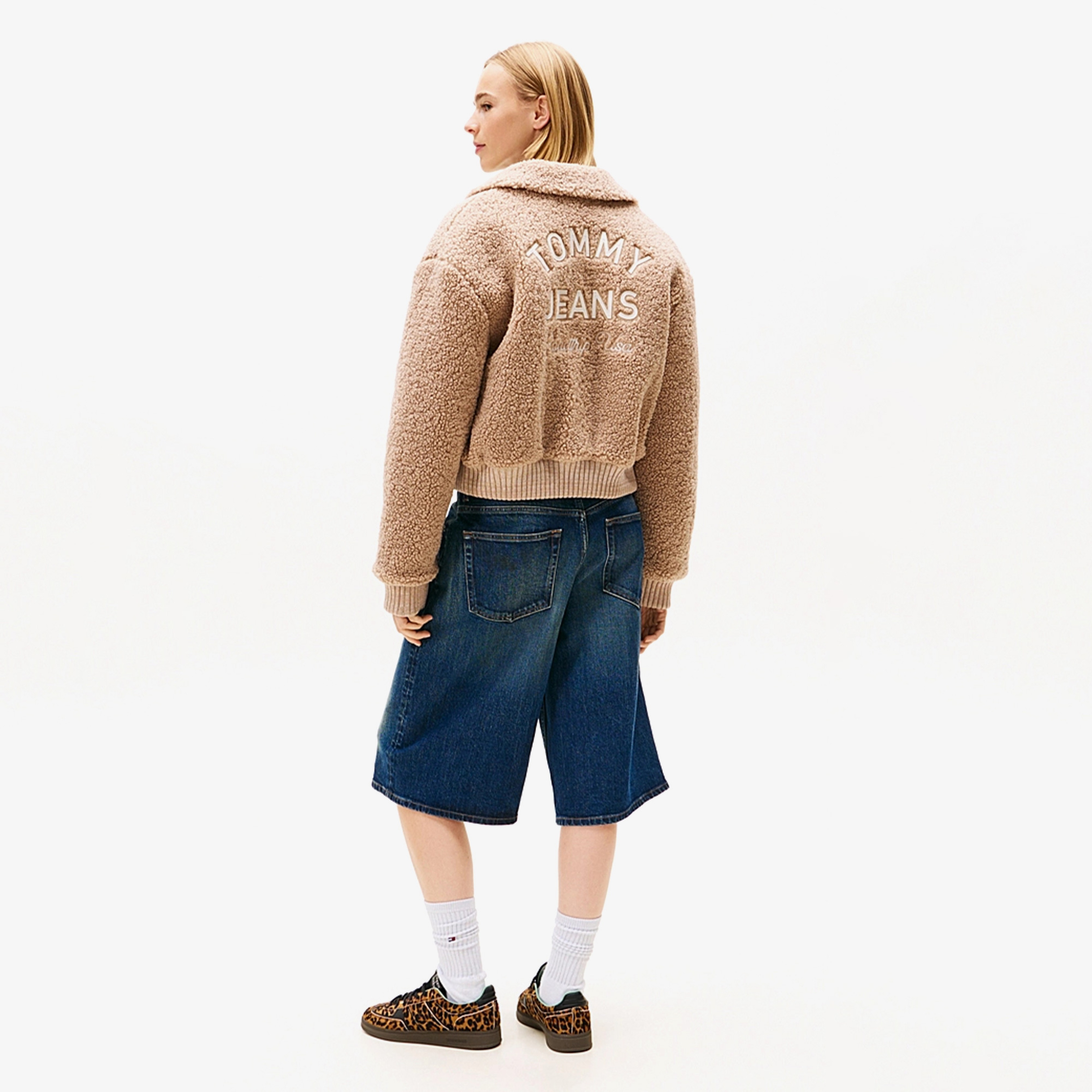 Tommy Hilfiger Padded Cropped Puffer Kadın Bej Ceket