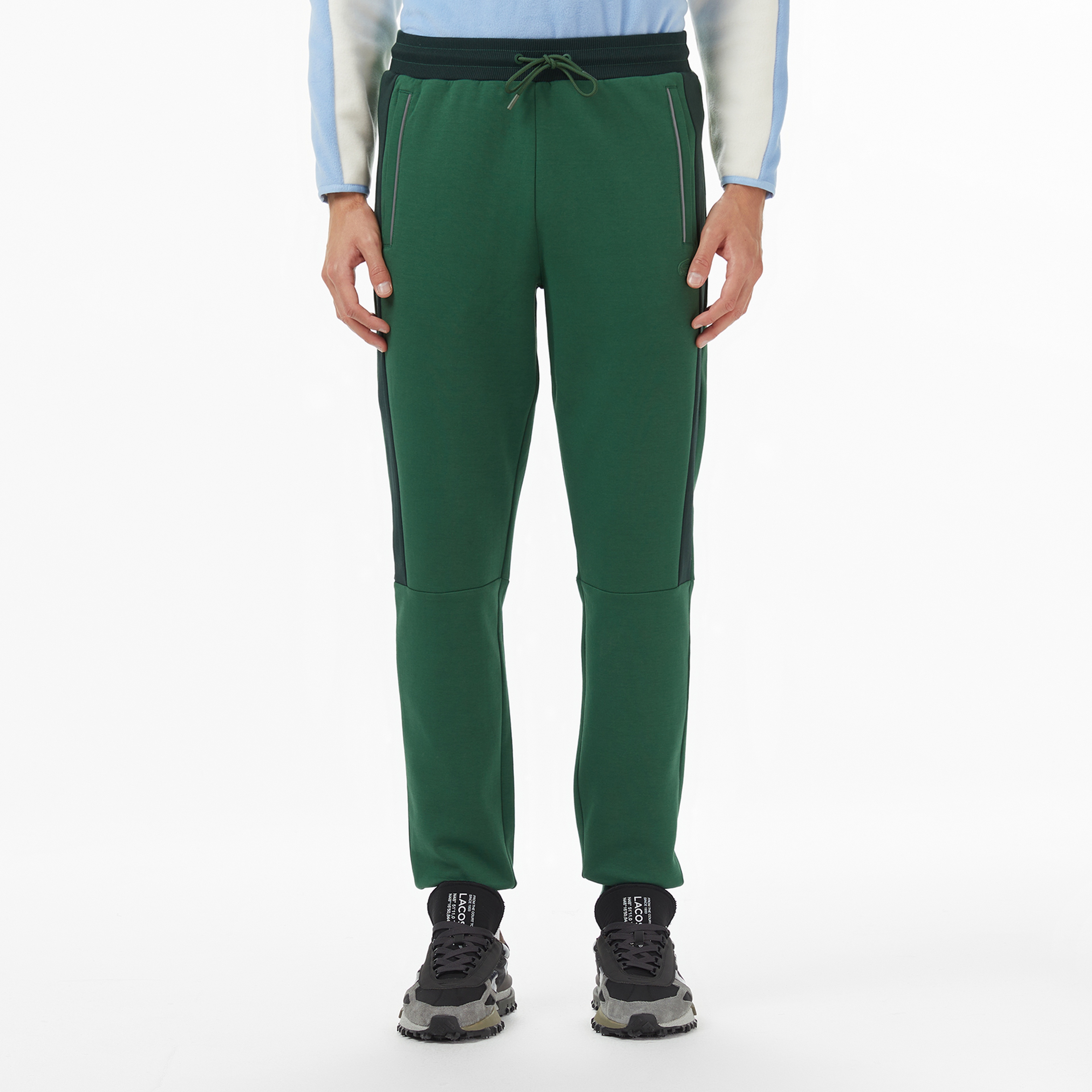 Erkek Slim Fit Renk Bloklu Yeşil Eşofman Altı