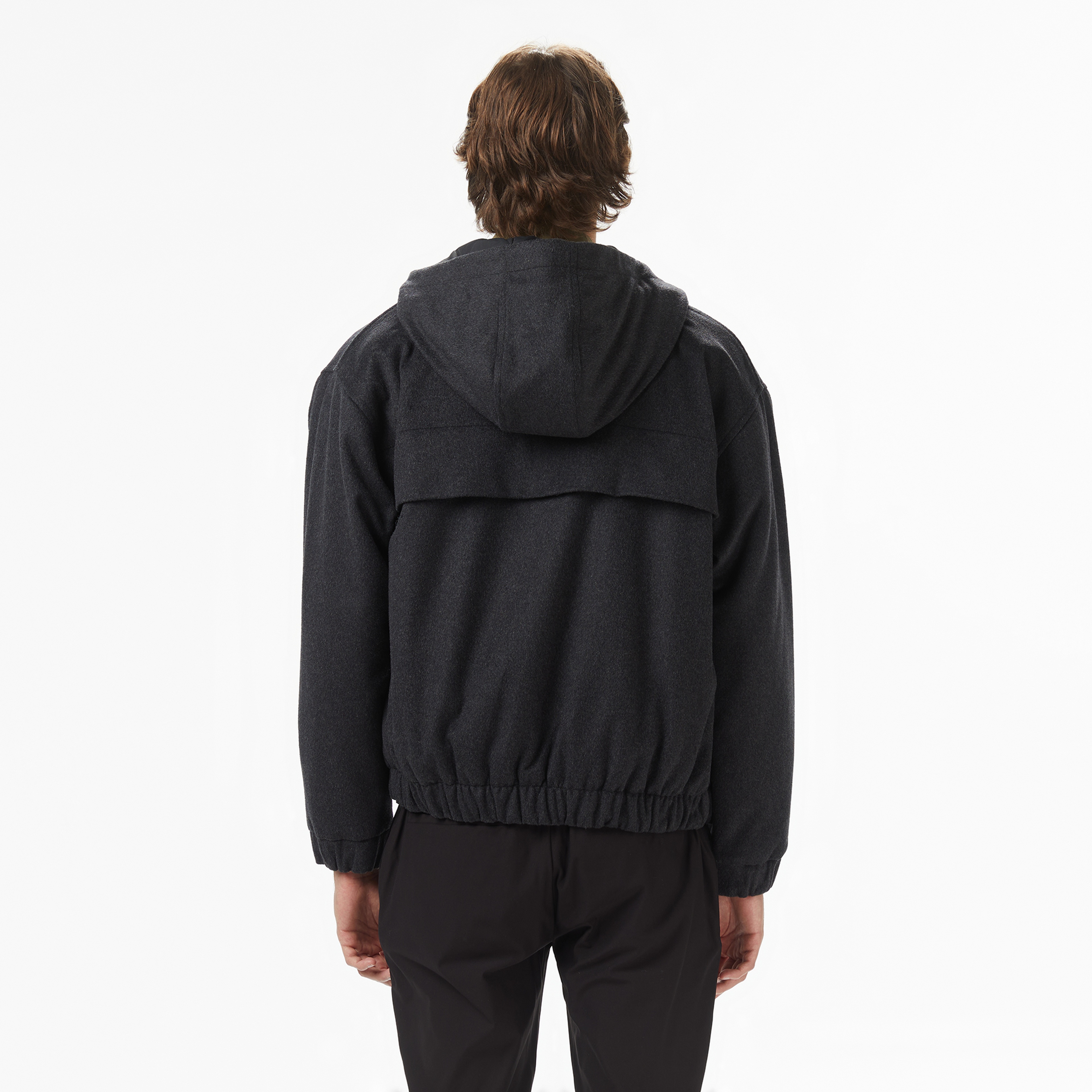 Erkek Kapüşonlu Koyu Gri Mont