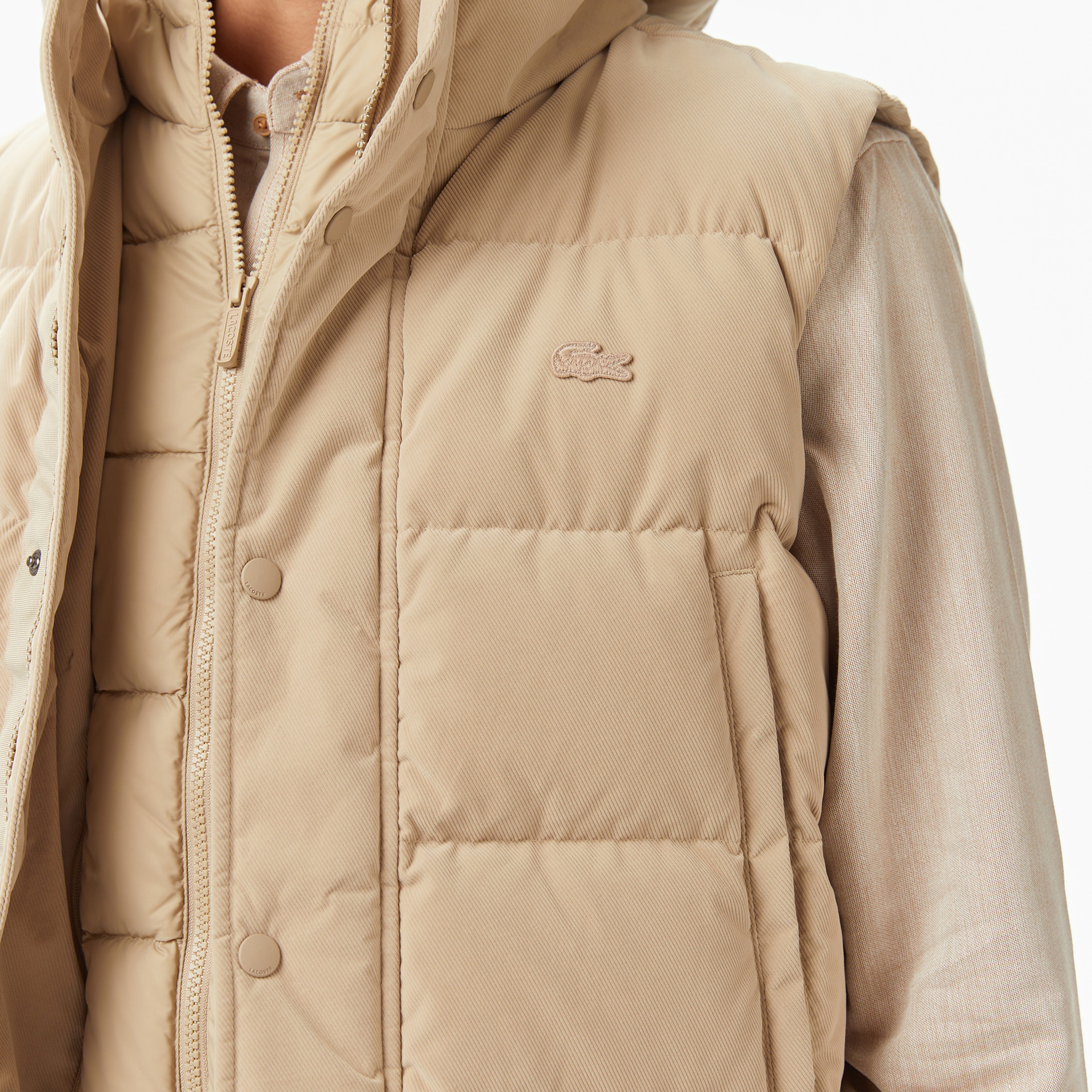 Lacoste Erkek Kapüşonlu Açık Kahverengi Yelek